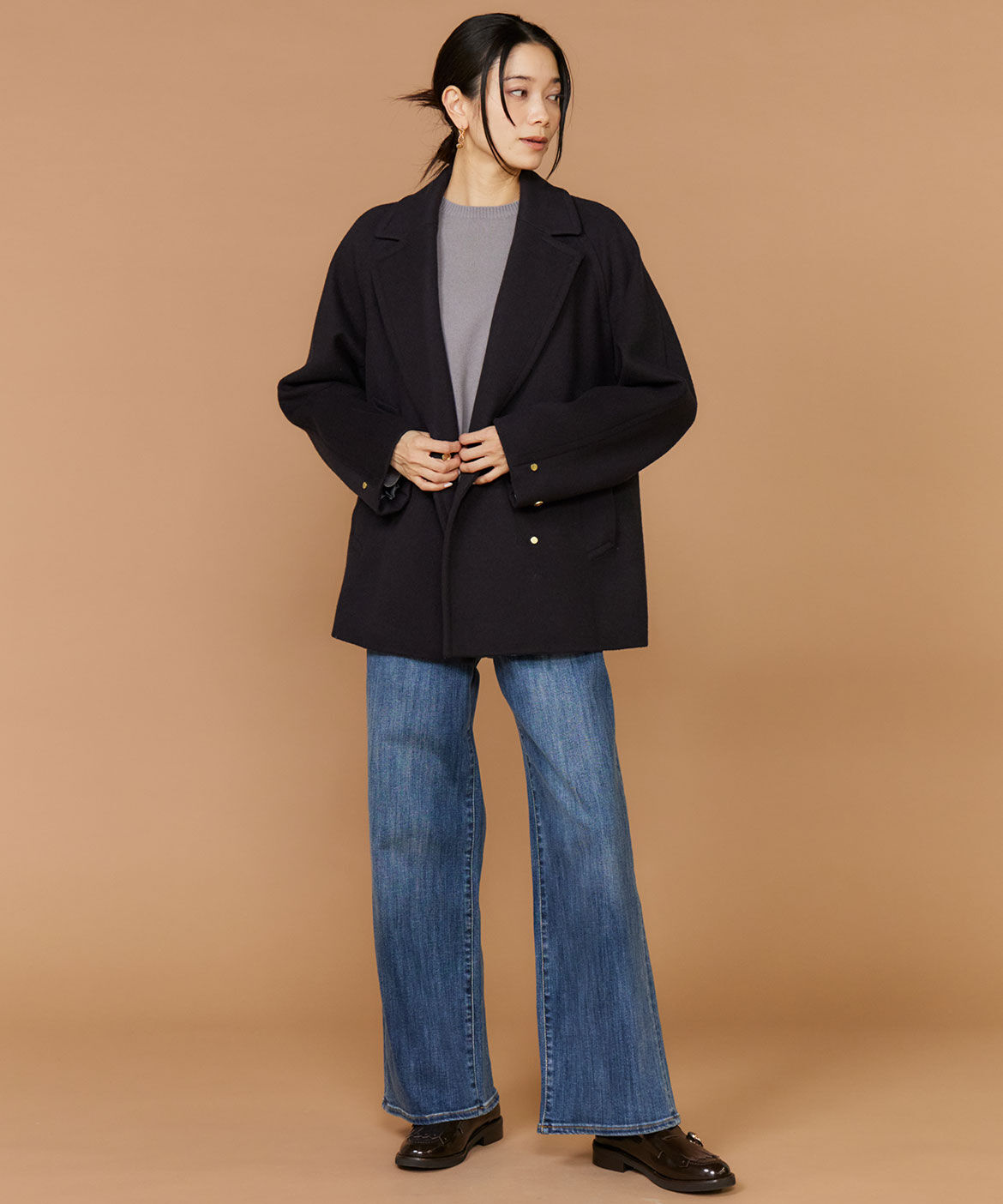 INED「《大きいサイズ》Pコート」|ピーコート|