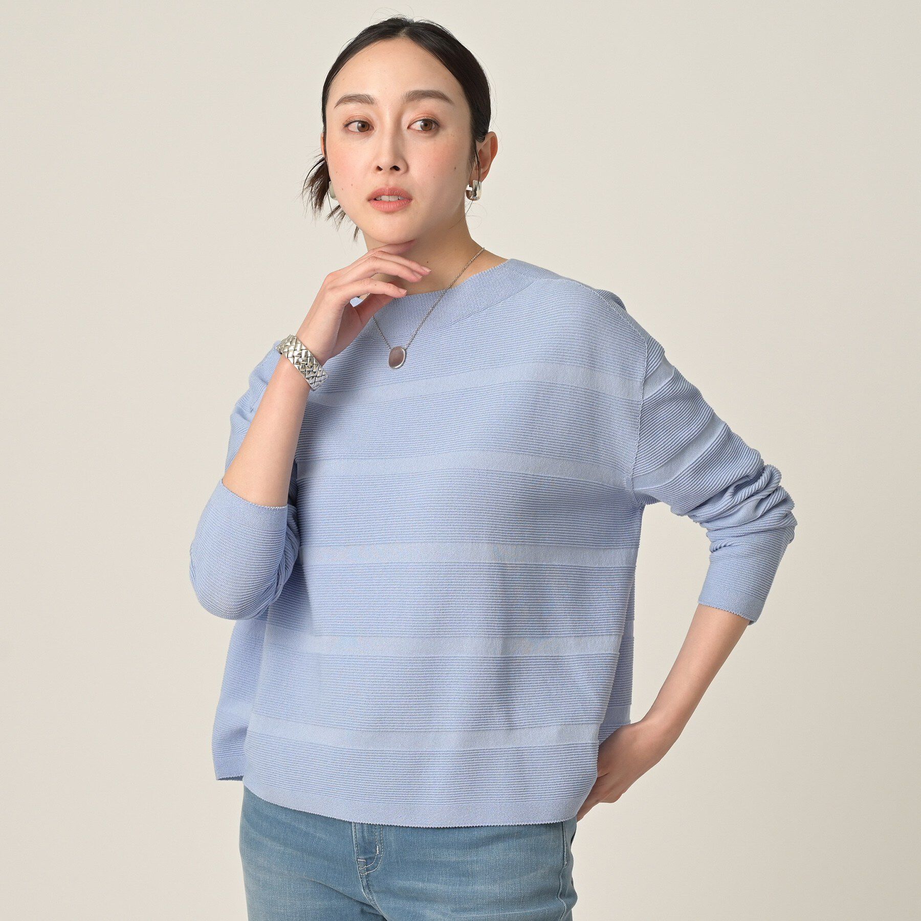 UNTITLED「【ゆったり/洗える】クロップドニットプルオーバー」|ニット・セーター|