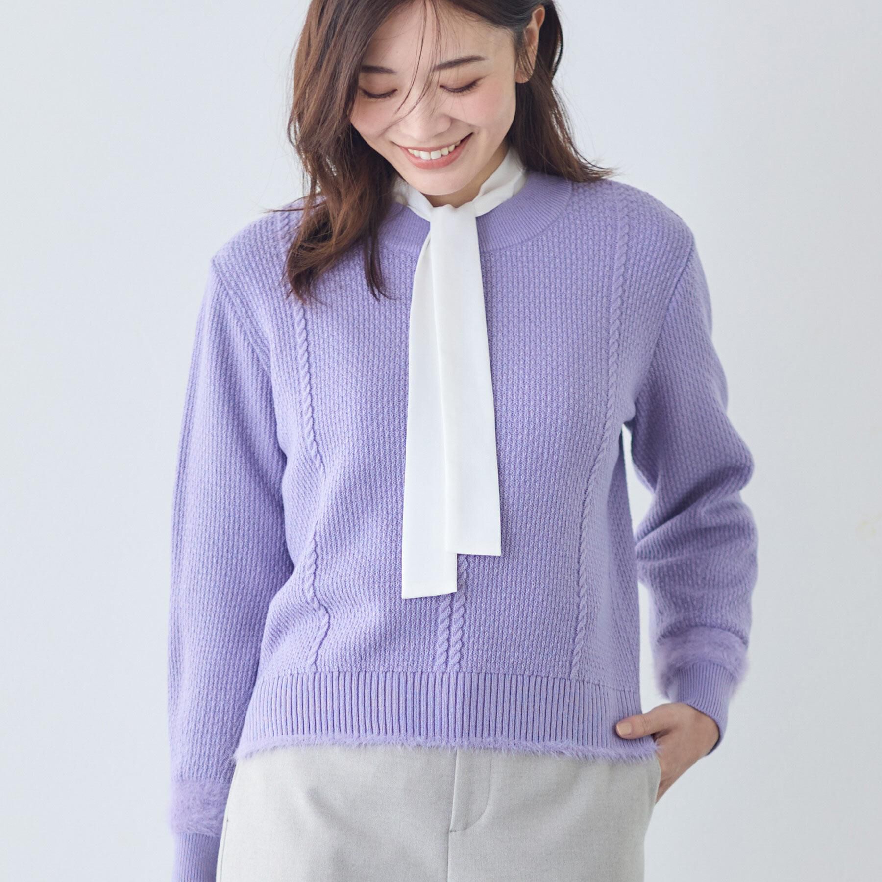 Reflect「【ほんのりラメ感◎】ケーブル柄ニット」|ニット・セーター|