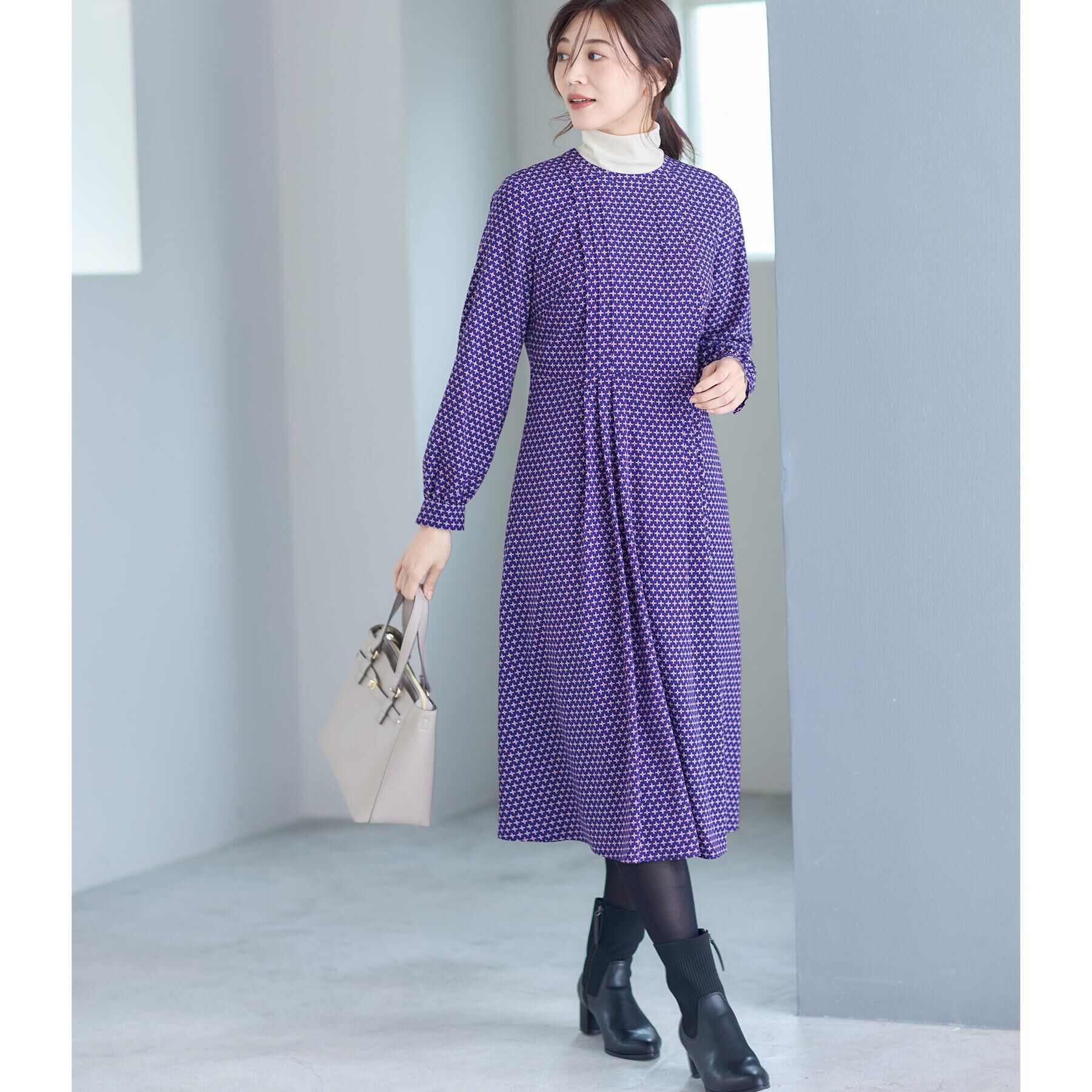 Reflect「【通勤にもお出かけにも◎】ジオメプリントクラシカルワンピース」|ワンピース|