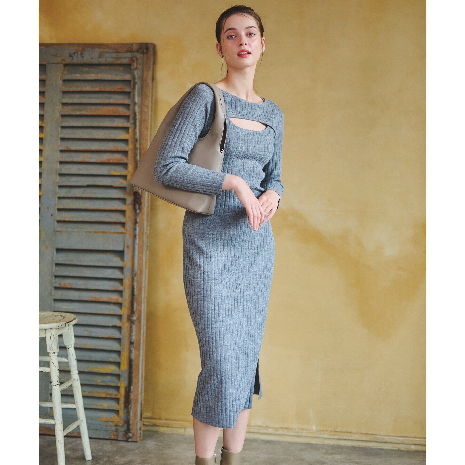 DRESSTERIOR「【otonaMUSE11月号掲載/手洗い可】デコルテリブニットワンピース」|ワンピース|