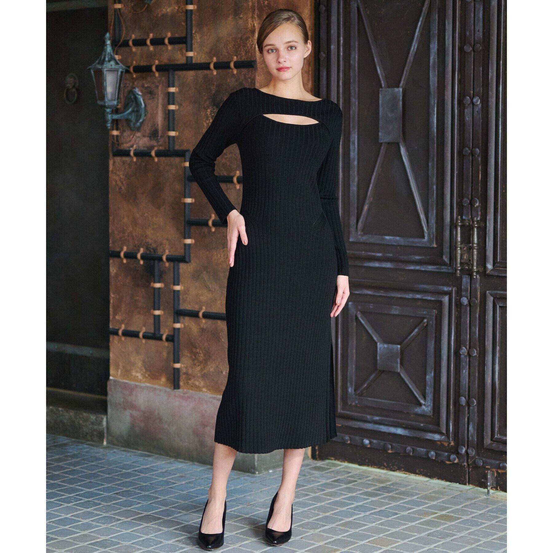 DRESSTERIOR「【otonaMUSE11月号掲載/手洗い可】デコルテリブニットワンピース」|ワンピース|