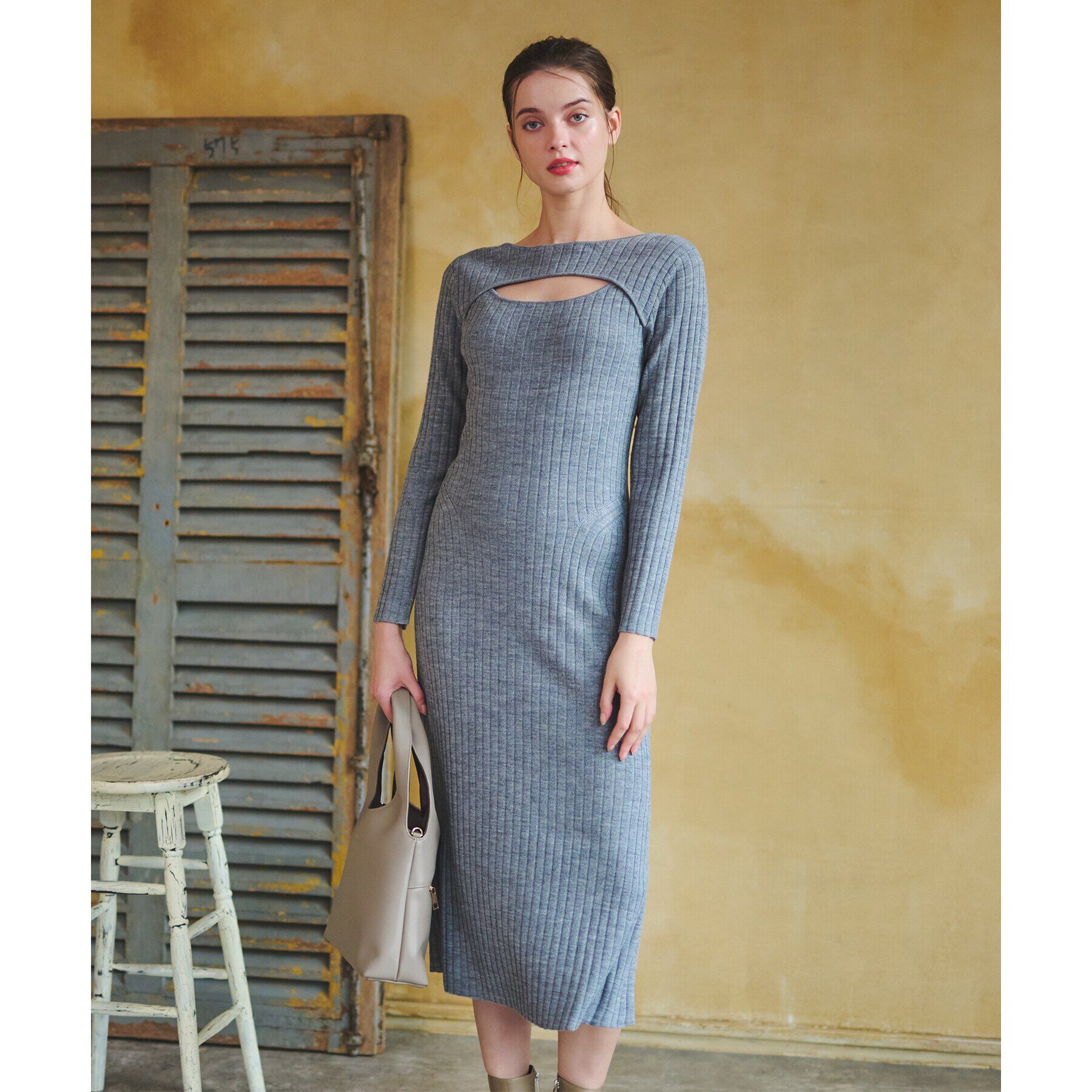 DRESSTERIOR「【otonaMUSE11月号掲載/手洗い可】デコルテリブニットワンピース」|ワンピース|
