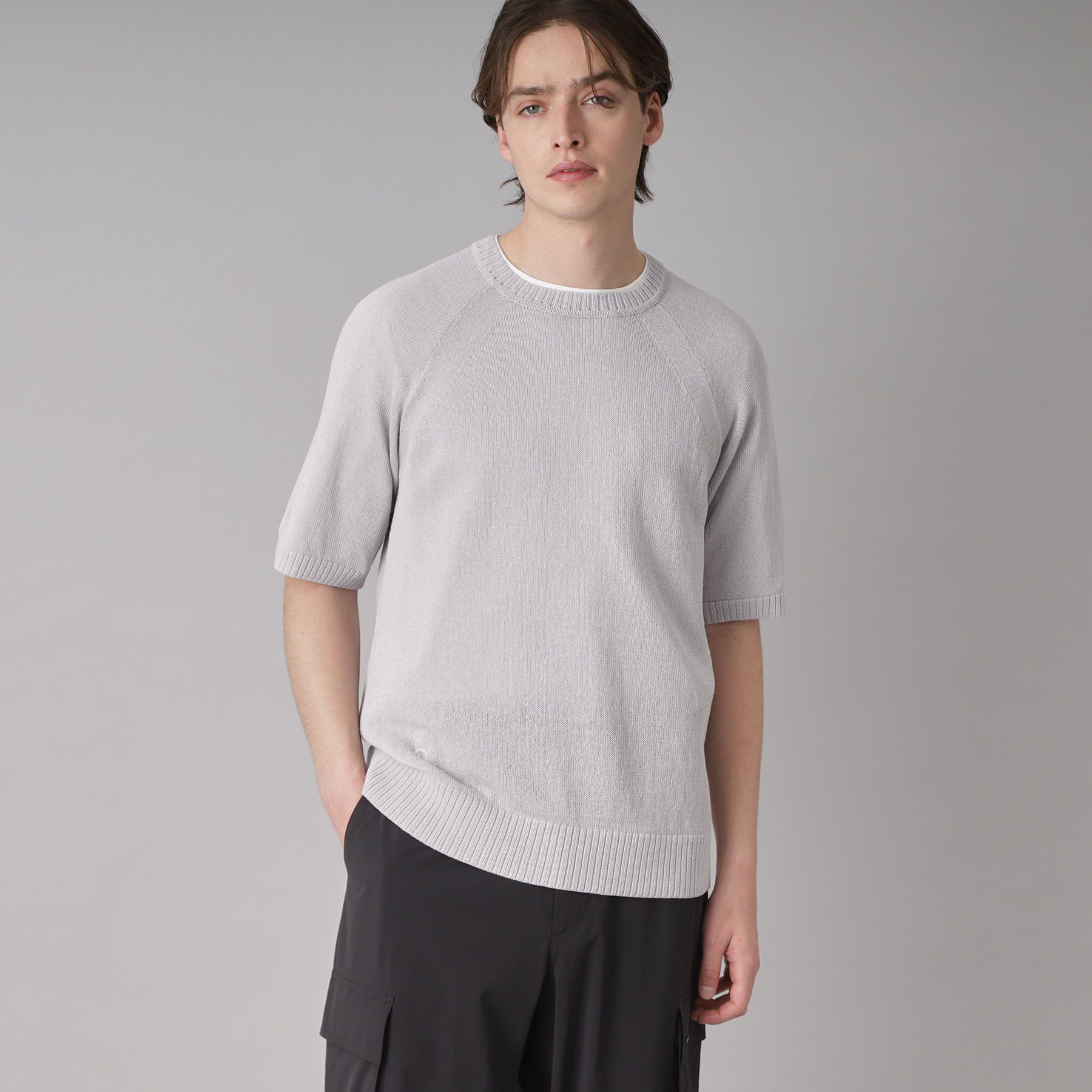 DRESSTERIOR「ペーパーコットン ハーフスリーブニット」|ニット・セーター|