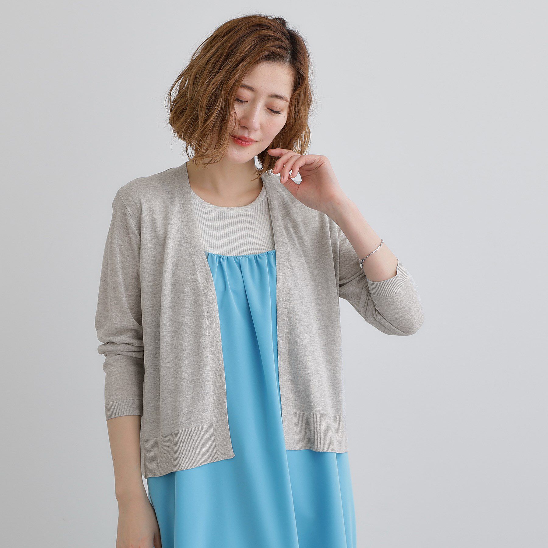 grove「【接触冷感/UVカットetc】夏に嬉しい機能付き！ベーシックショートカーディガン」|カーディガン|ライトグレー(011