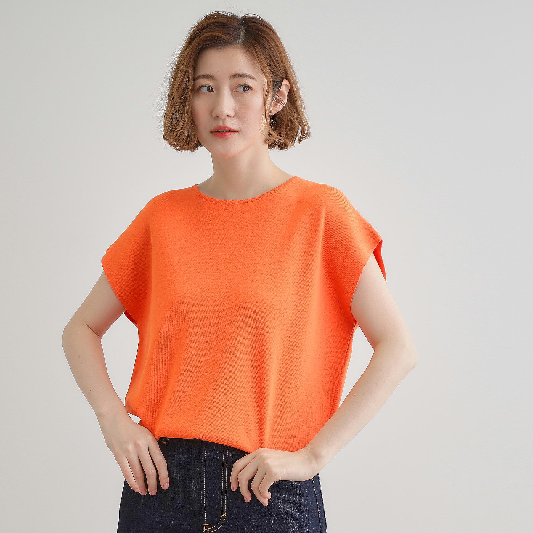 grove「【嬉しい機能付き】やわらかドライタッチフレンチスリーブニット」|ニット・セーター|