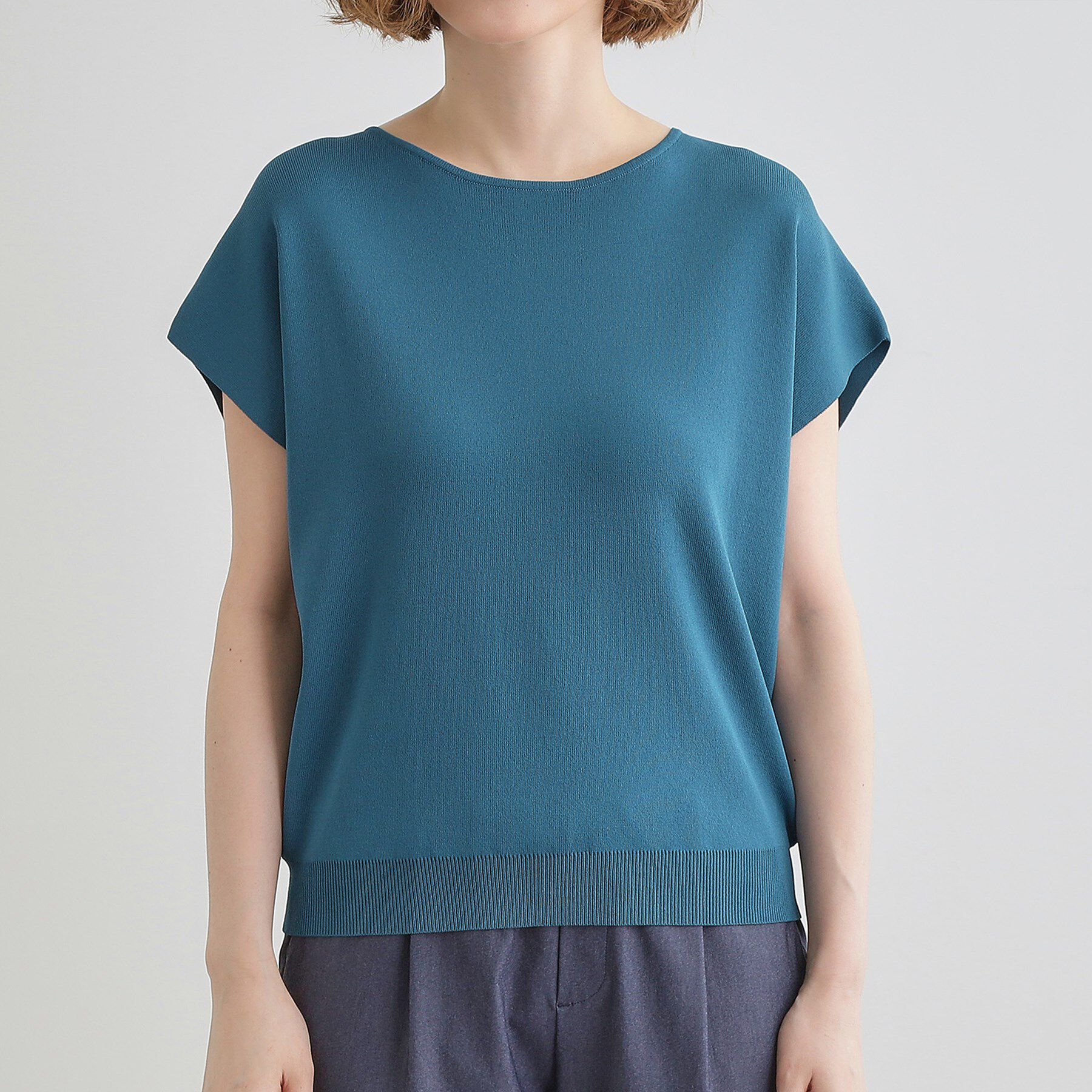 grove「【嬉しい機能付き】やわらかドライタッチフレンチスリーブニット」|ニット・セーター|