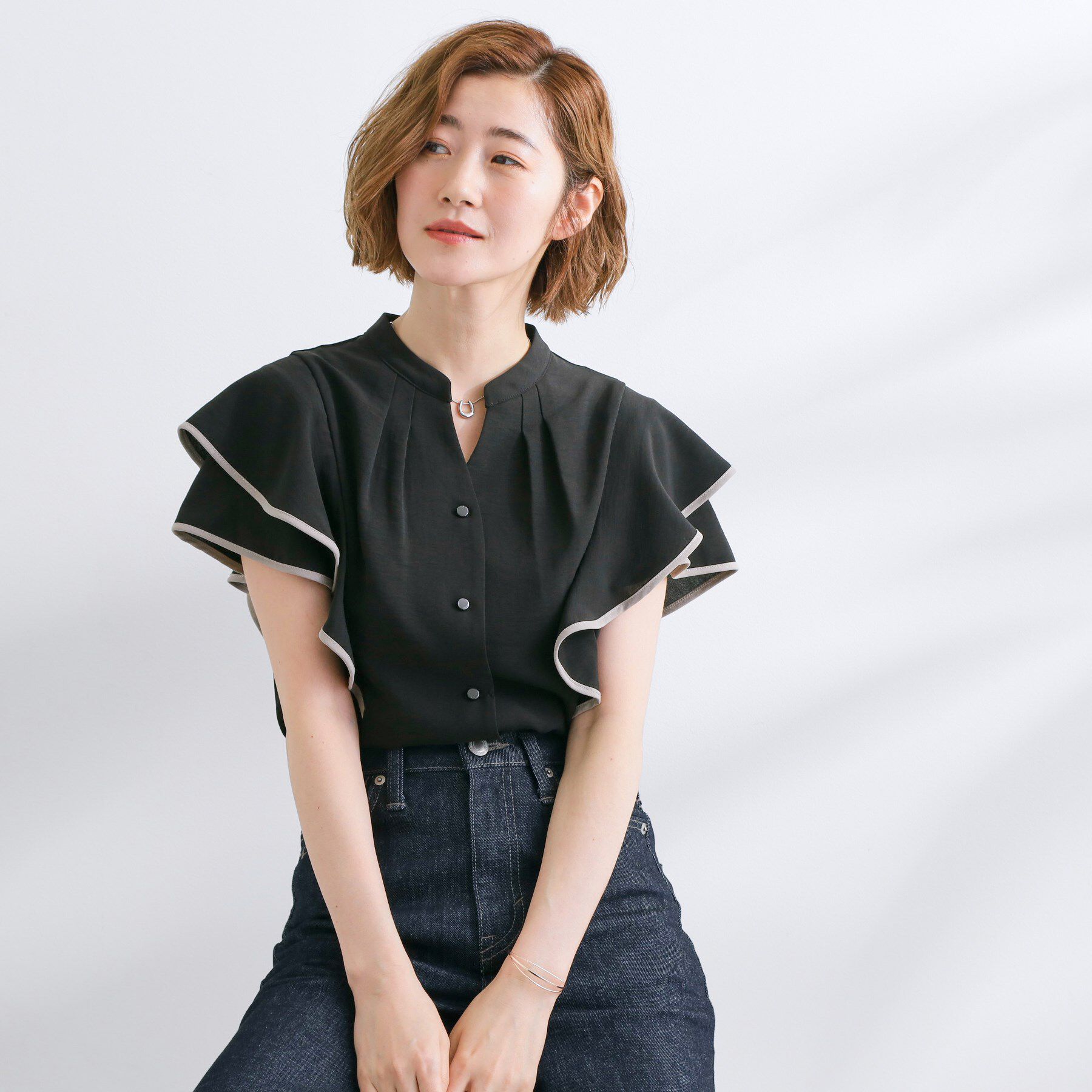 grove「【さらりと着られる】多機能フリルブラウス」|シャツ・ブラウス|