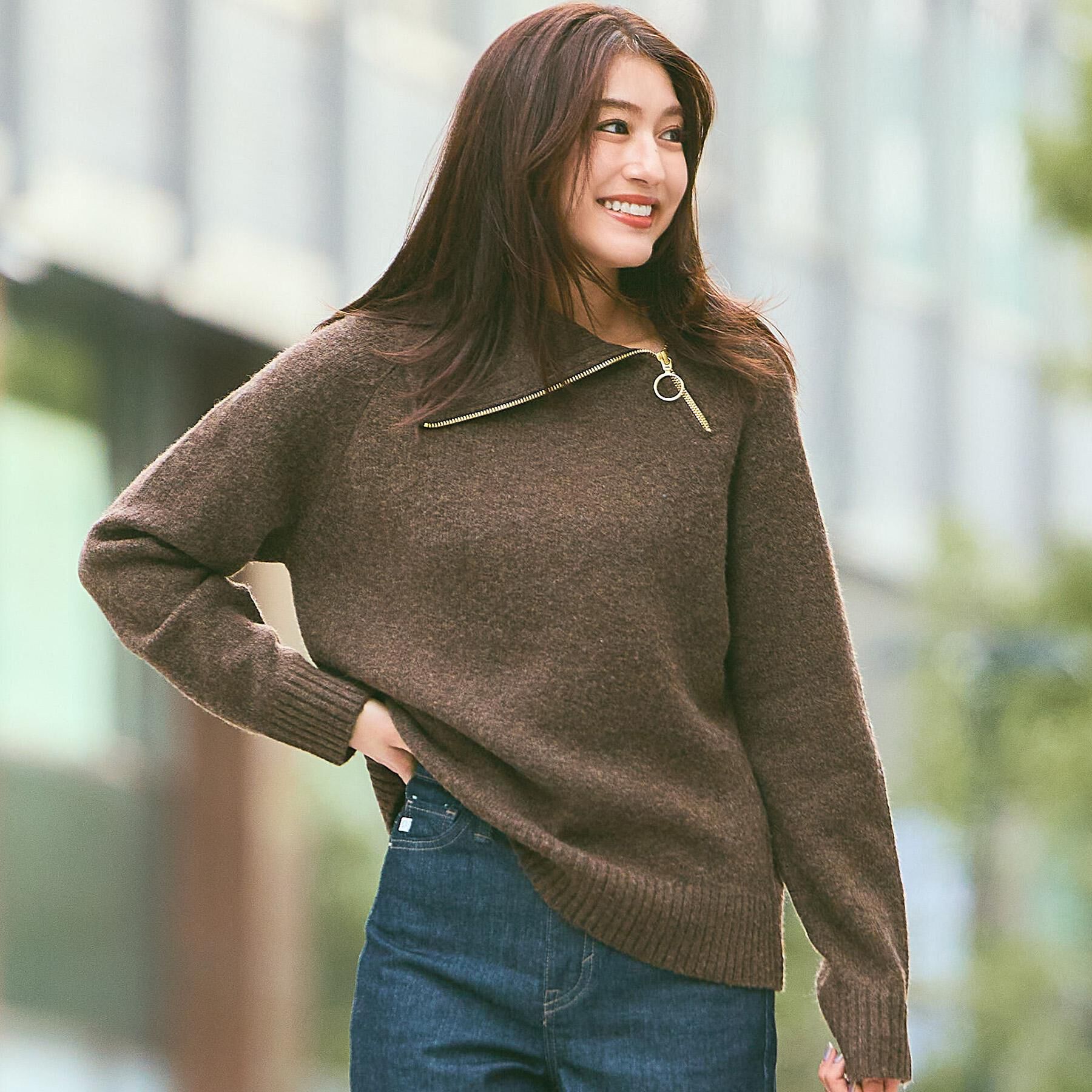 grove「サイドジップカラーニットプルオーバー」|ニット・セーター|