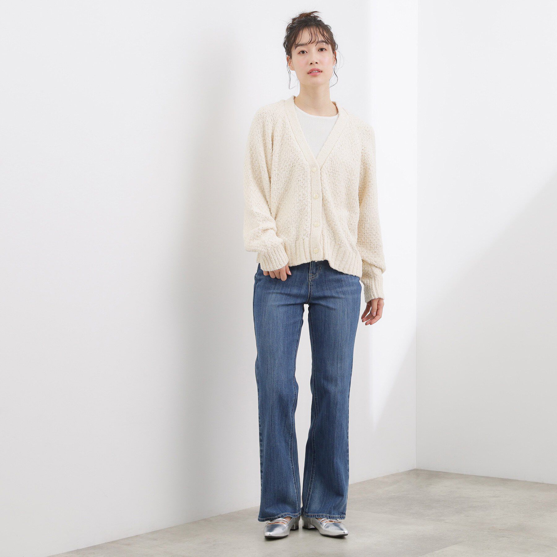 grove「コットン混バスケットVネックカーディガン」|カーディガン|