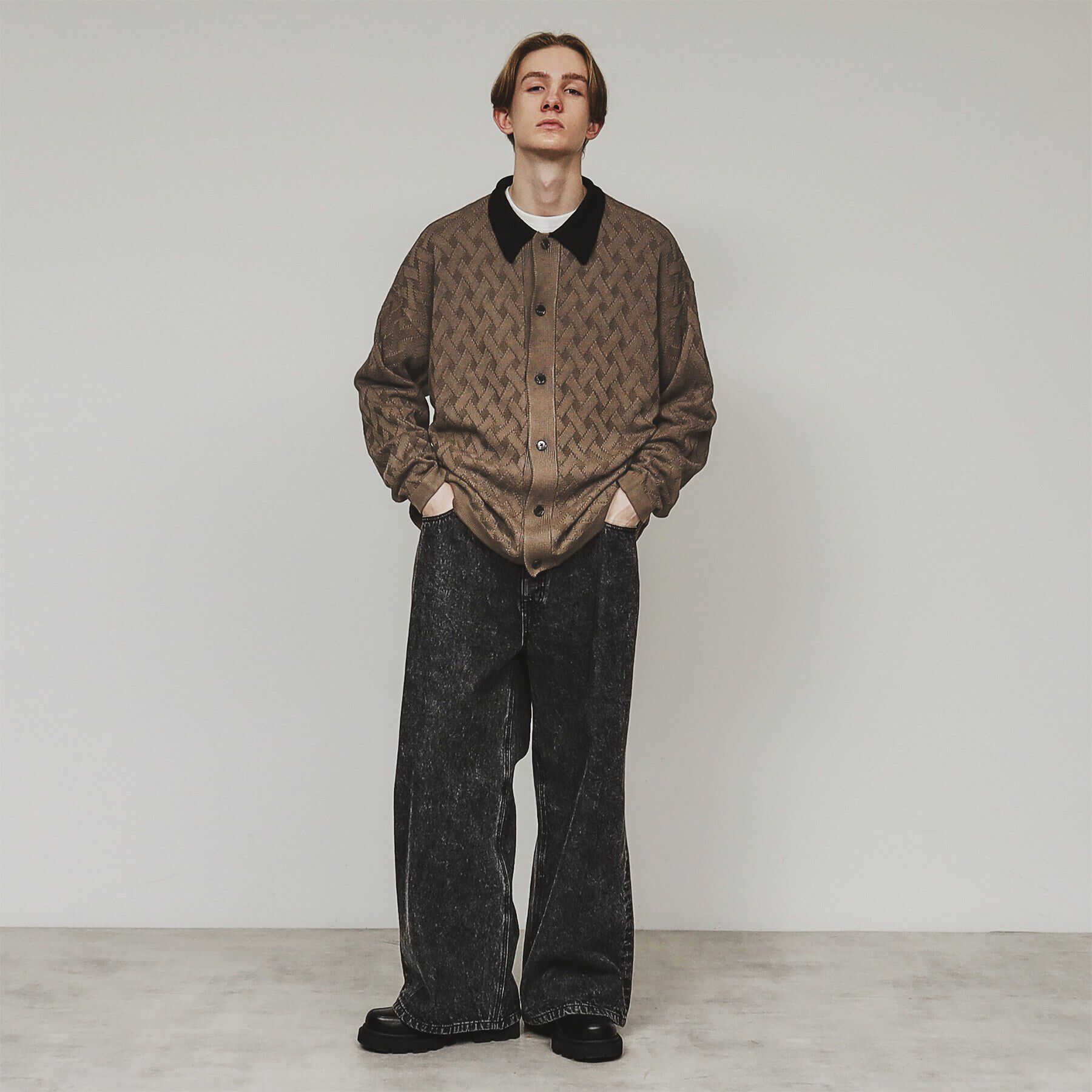 tk.TAKEO KIKUCHI「衿付きニットカーディガン」|カーディガン|