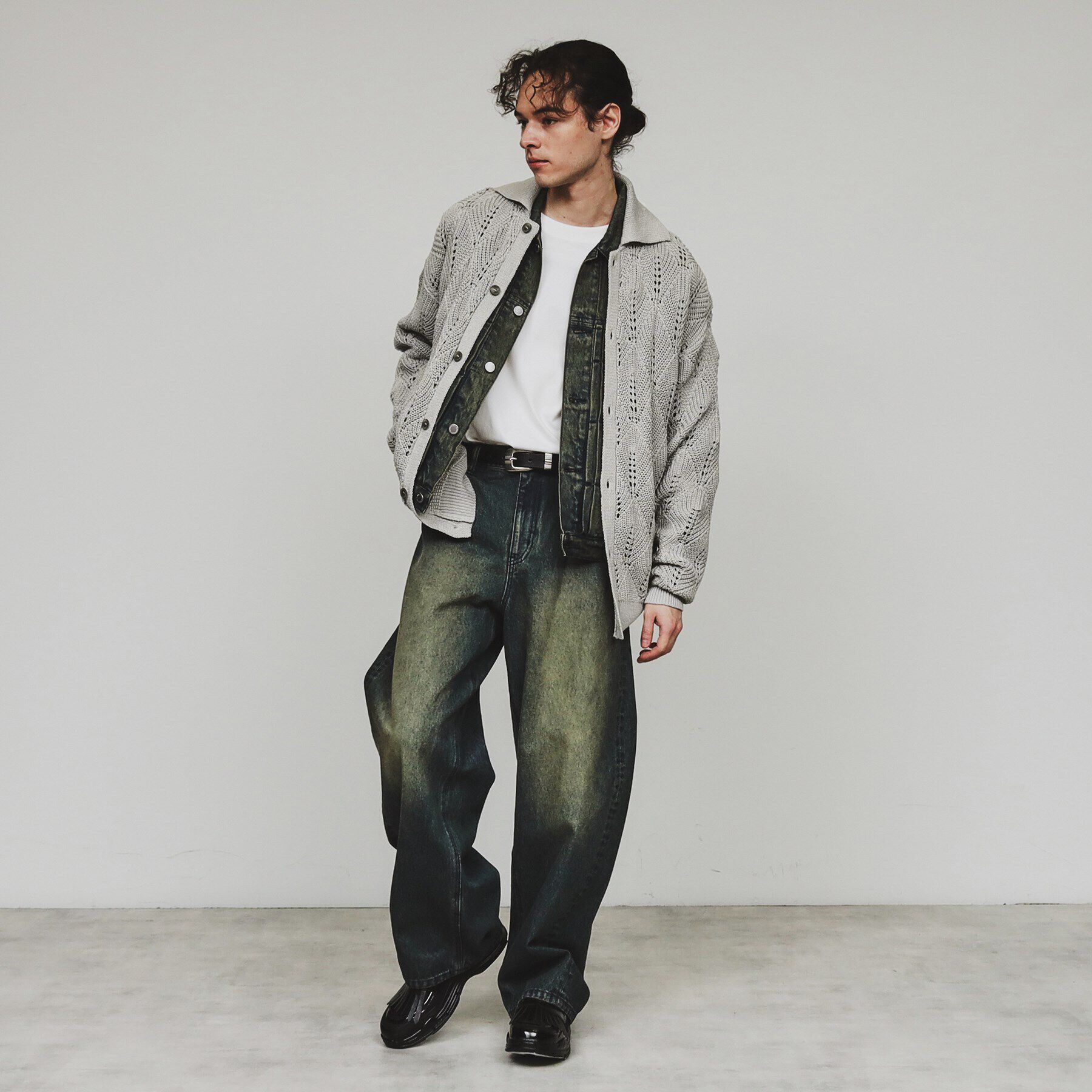 tk.TAKEO KIKUCHI「リーフジャカードニットシャツポロ」|カーディガン|