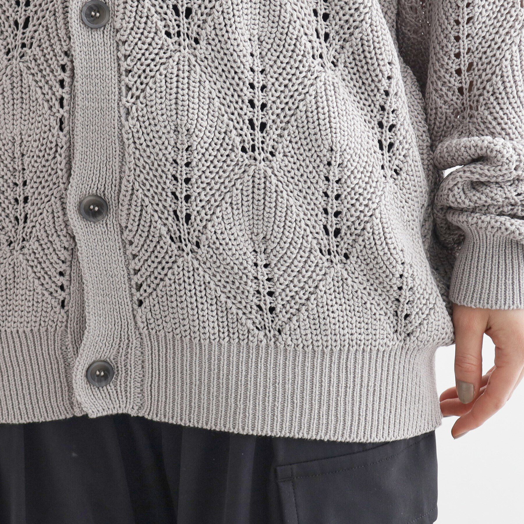 tk.TAKEO KIKUCHI「リーフジャカードニットシャツポロ」|カーディガン|