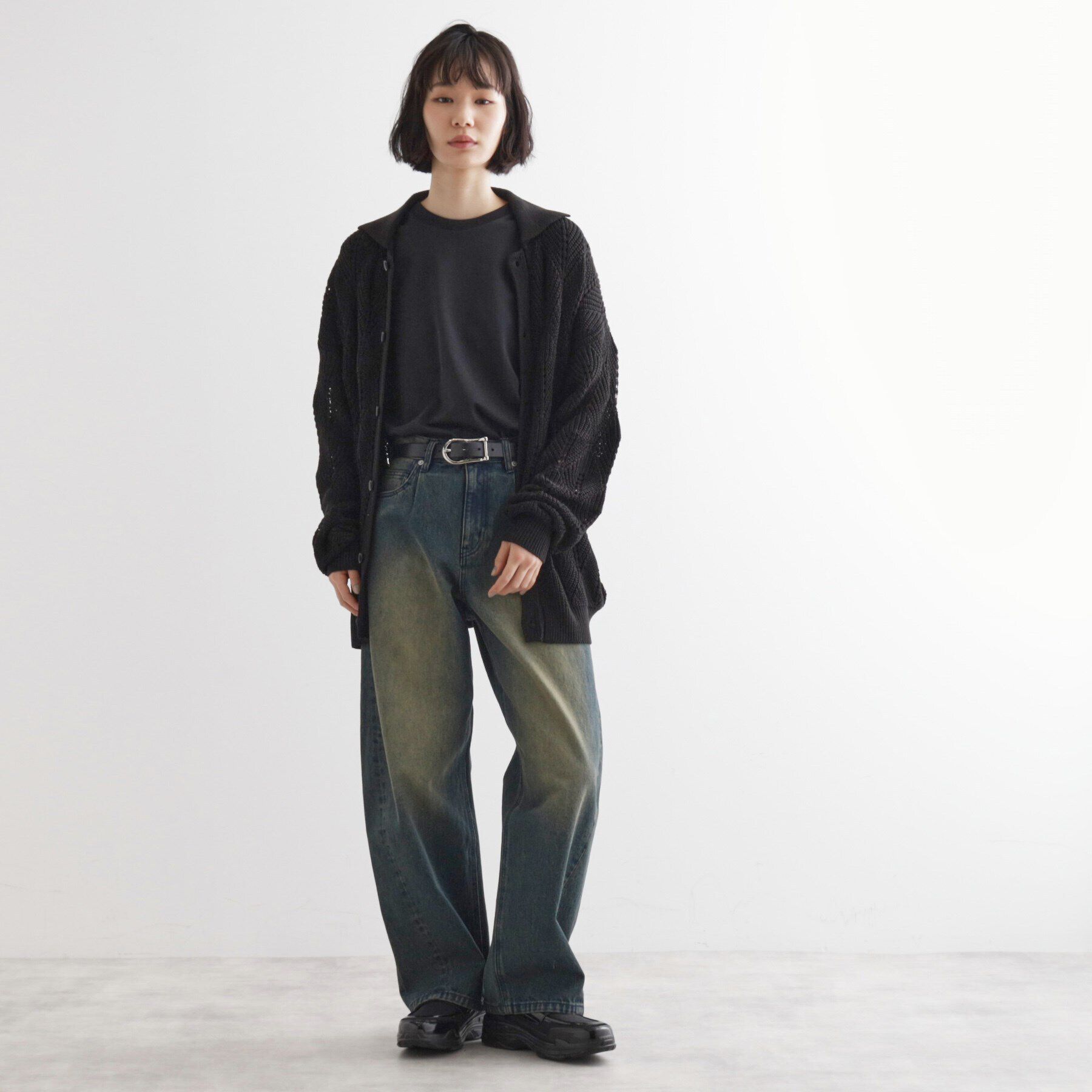 tk.TAKEO KIKUCHI「リーフジャカードニットシャツポロ」|カーディガン|