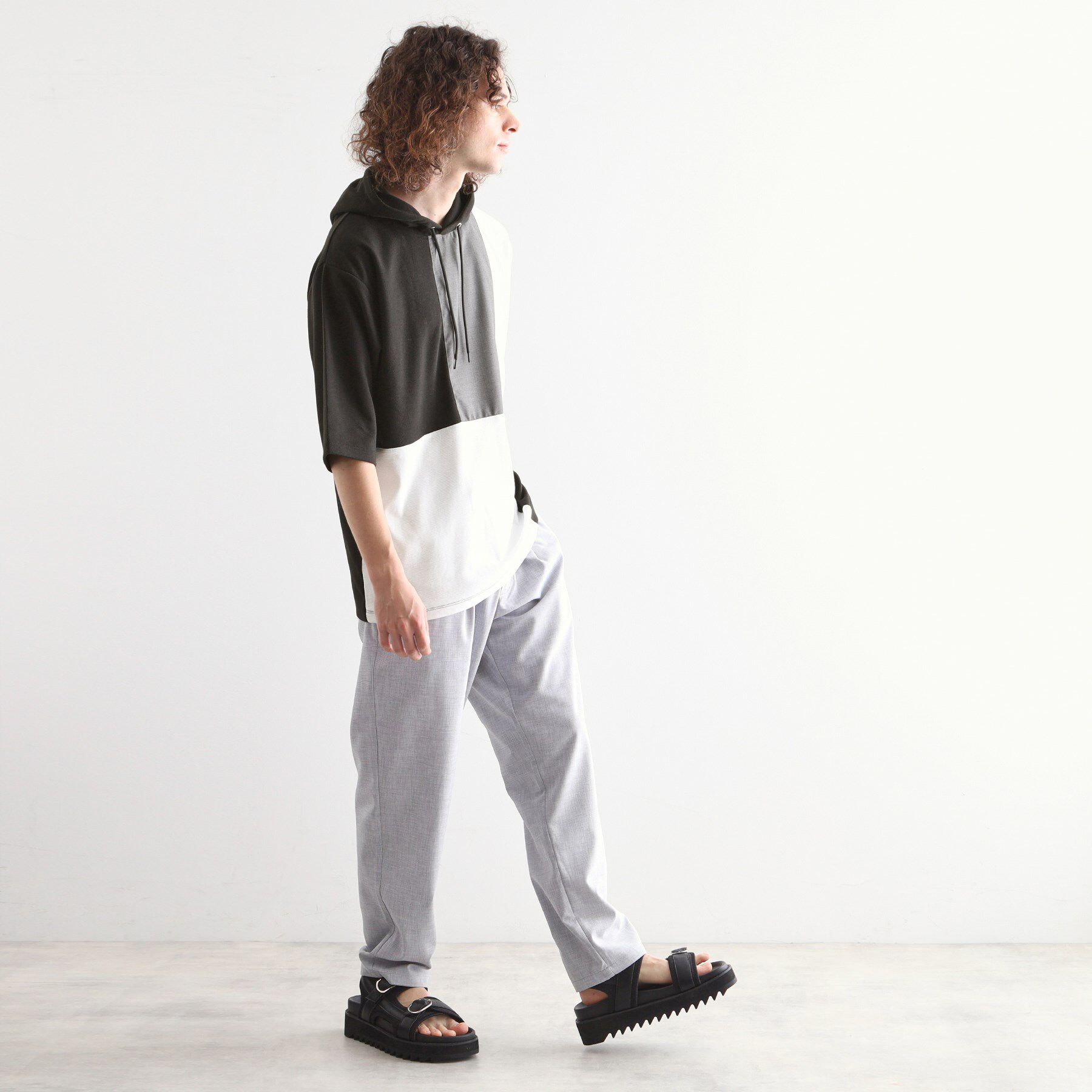 tk.TAKEO KIKUCHI「5分袖キリカエポンチフーディ」|パーカー|