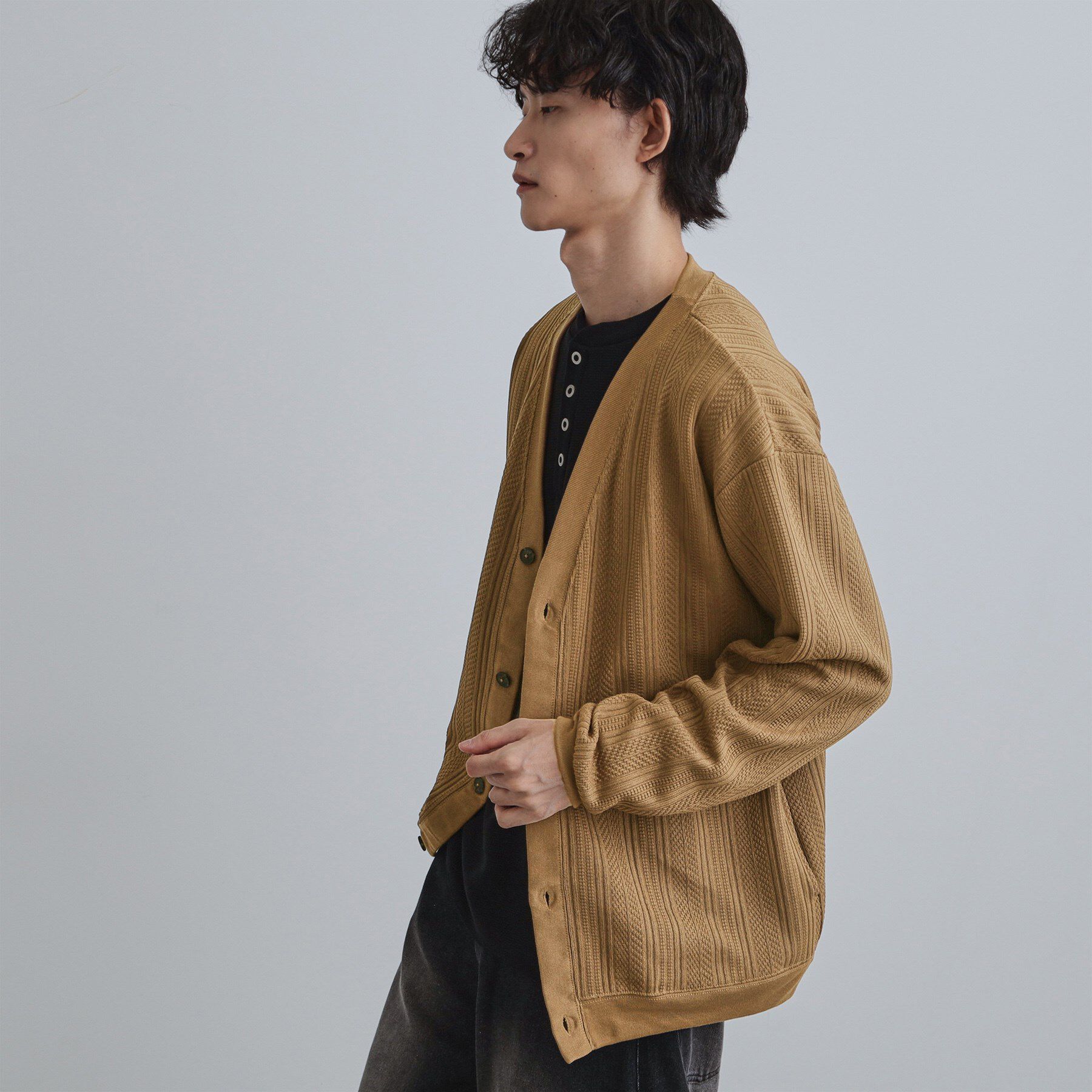 tk.TAKEO KIKUCHI「ニットライクジャカードカーディガン」|カーディガン|