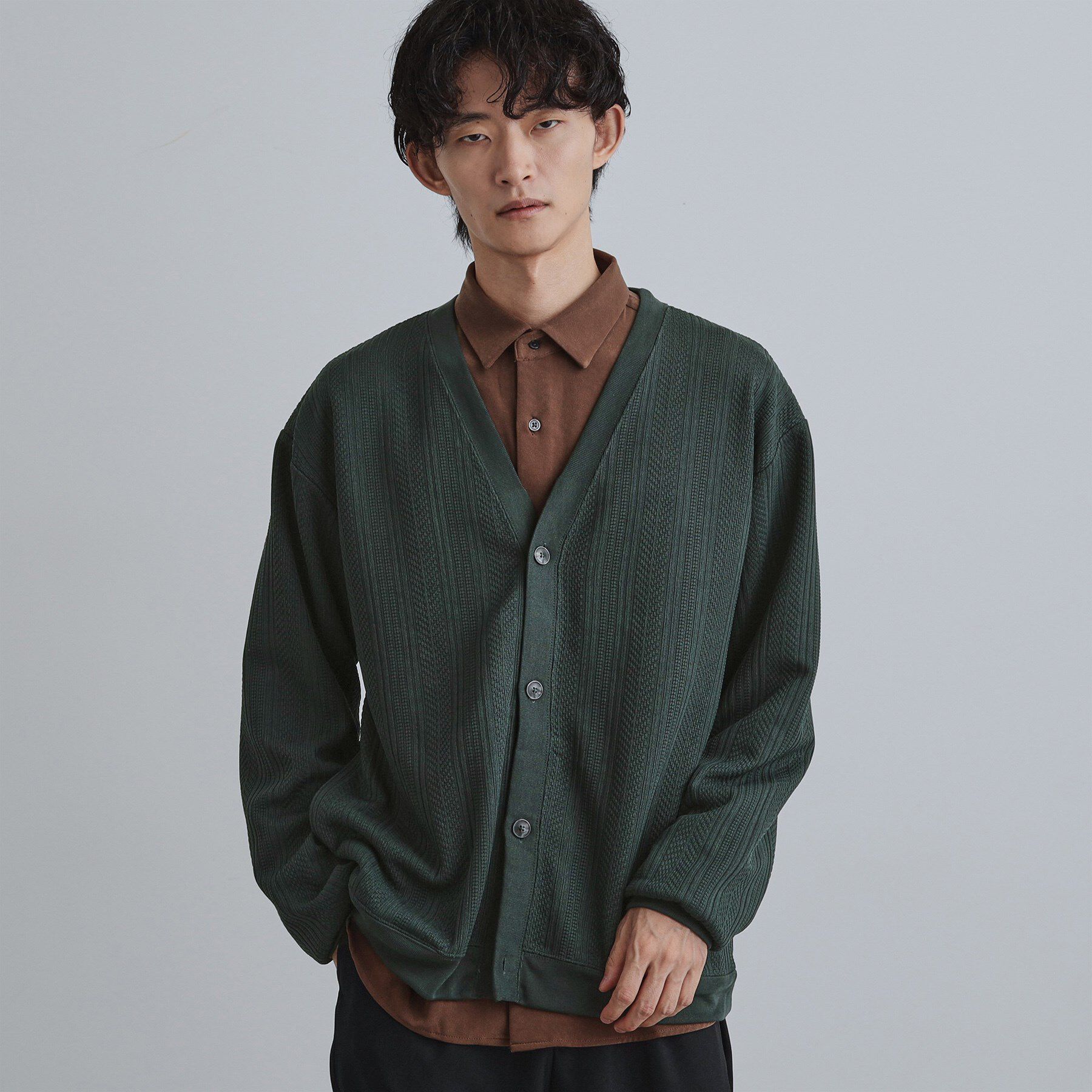 tk.TAKEO KIKUCHI「ニットライクジャカードカーディガン」|カーディガン|