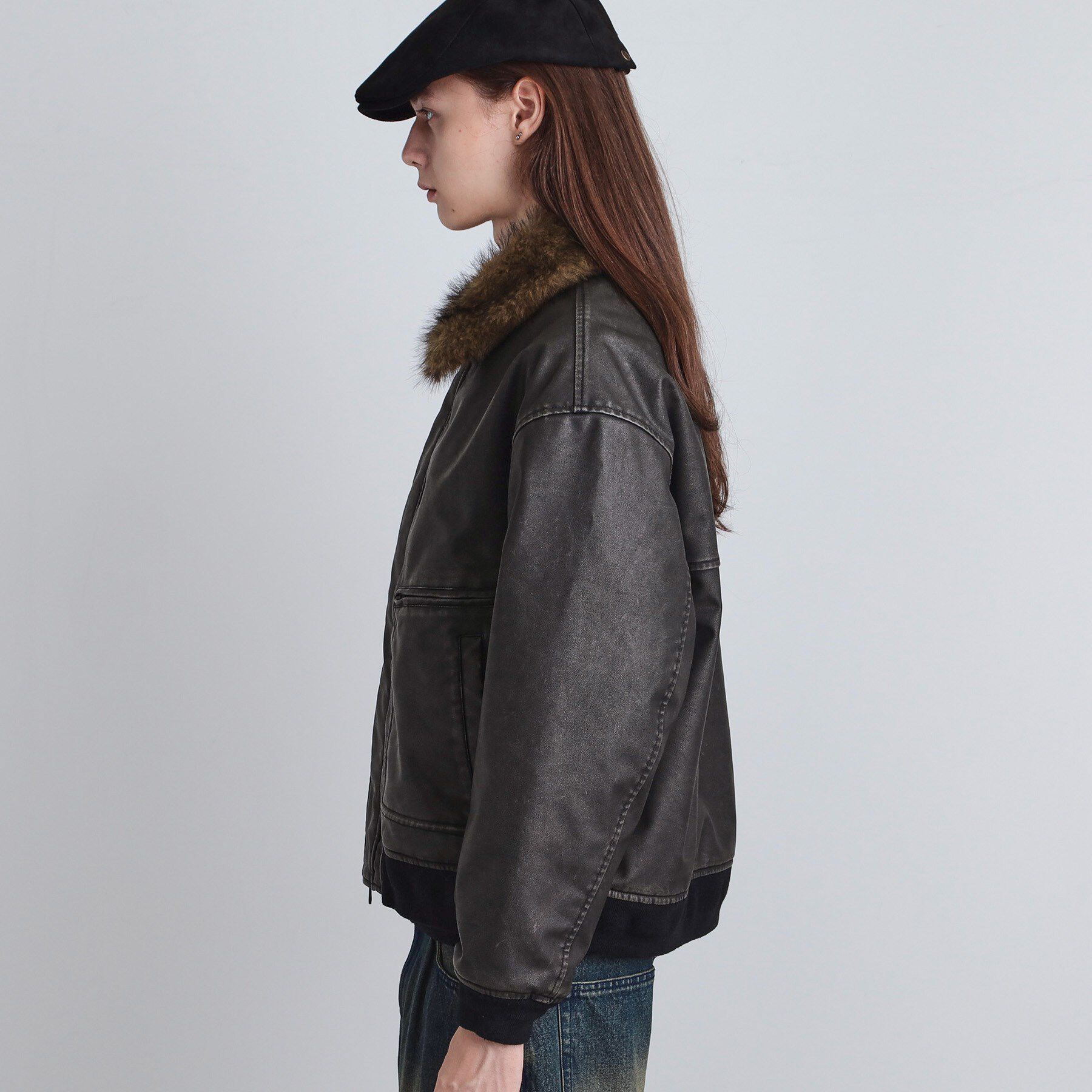 tk.TAKEO KIKUCHI「ヴィンテージライク衿フェイクファーブルゾン」|ブルゾン・スタジャン|