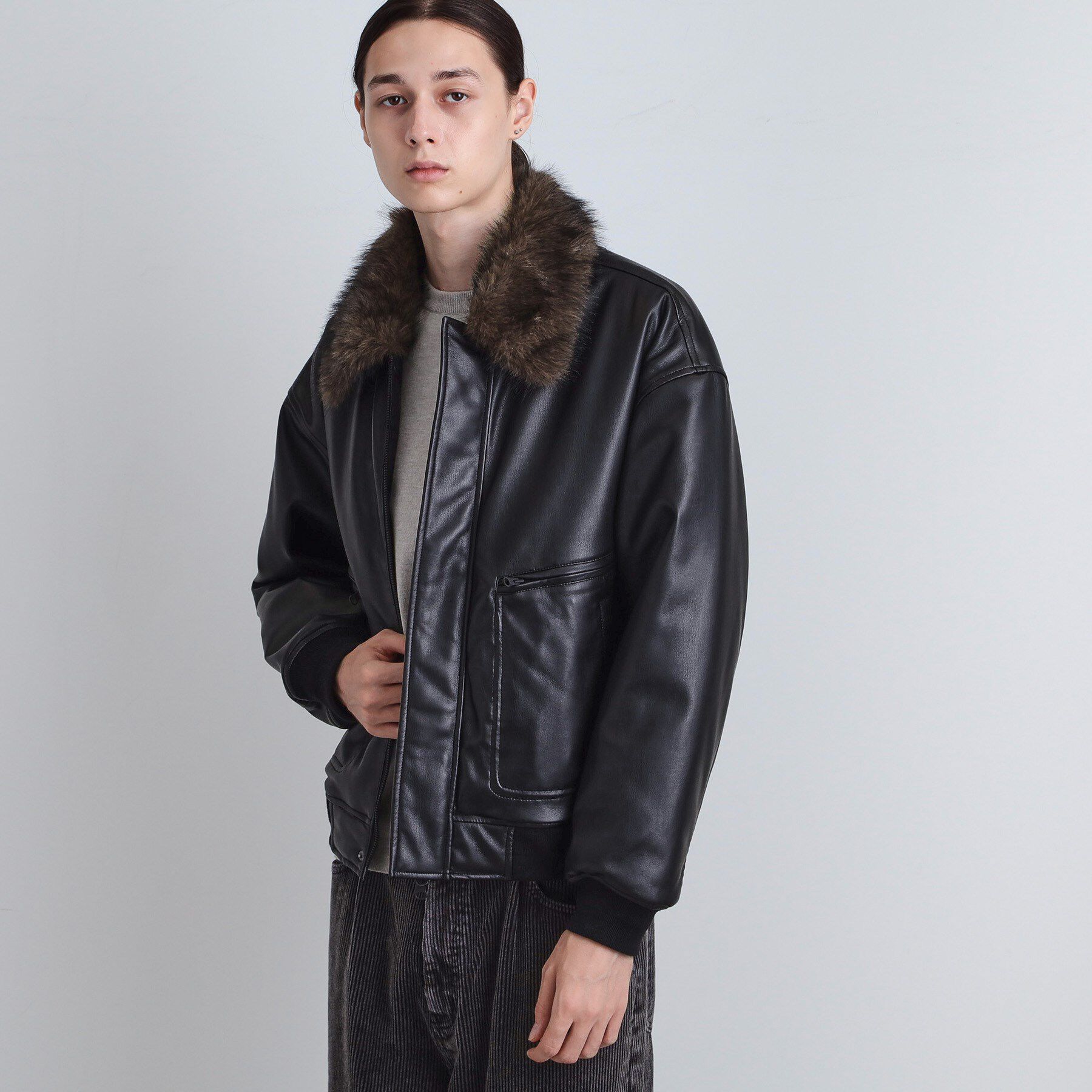 tk.TAKEO KIKUCHI「ヴィンテージライク衿フェイクファーブルゾン」|ブルゾン・スタジャン|