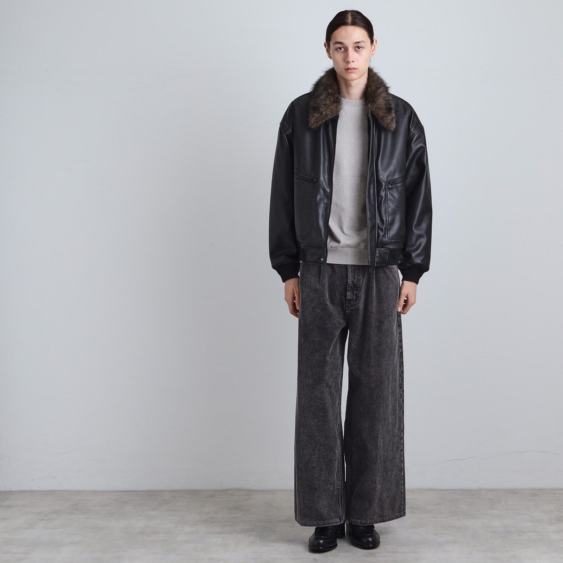 tk.TAKEO KIKUCHI「ヴィンテージライク衿フェイクファーブルゾン」|ブルゾン・スタジャン|