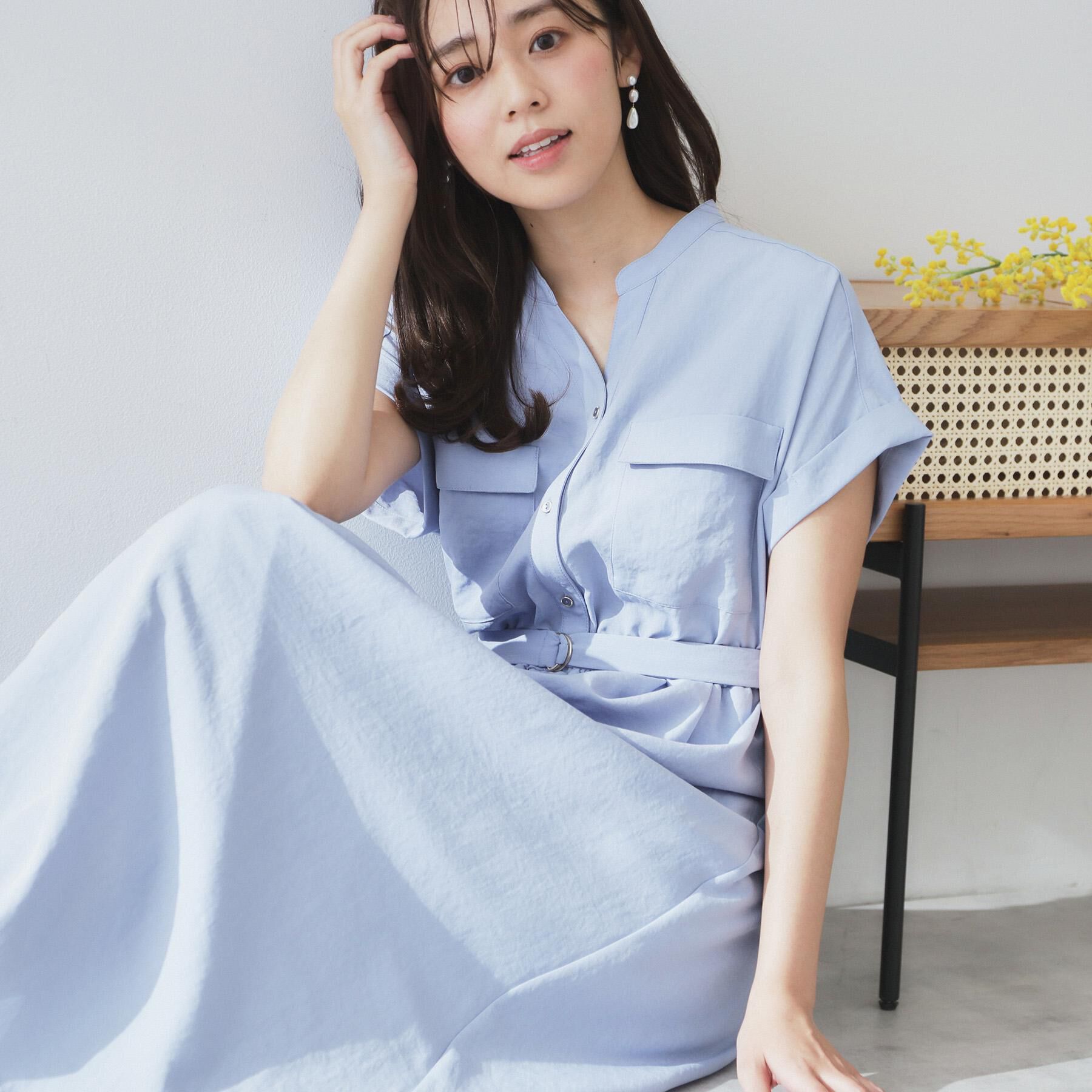 index「《7色展開/XS-LLサイズ》ダブルポケットスキッパーシャツワンピース【吸水速乾/防シワ/イージーア」|ワンピース|