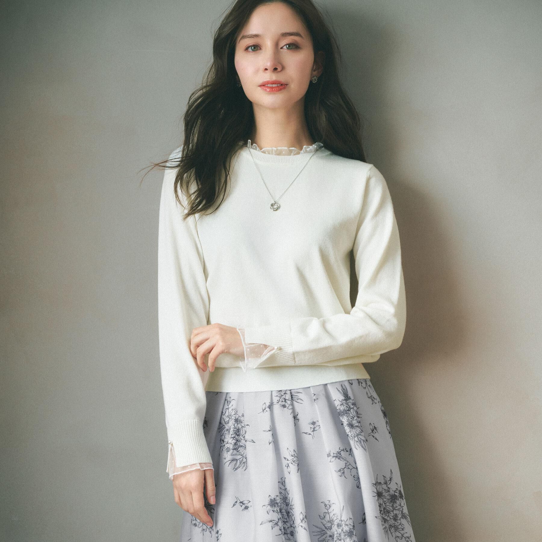 index「ドットチュールフリルデザインニット【洗濯機OK】」|ニット・セーター|