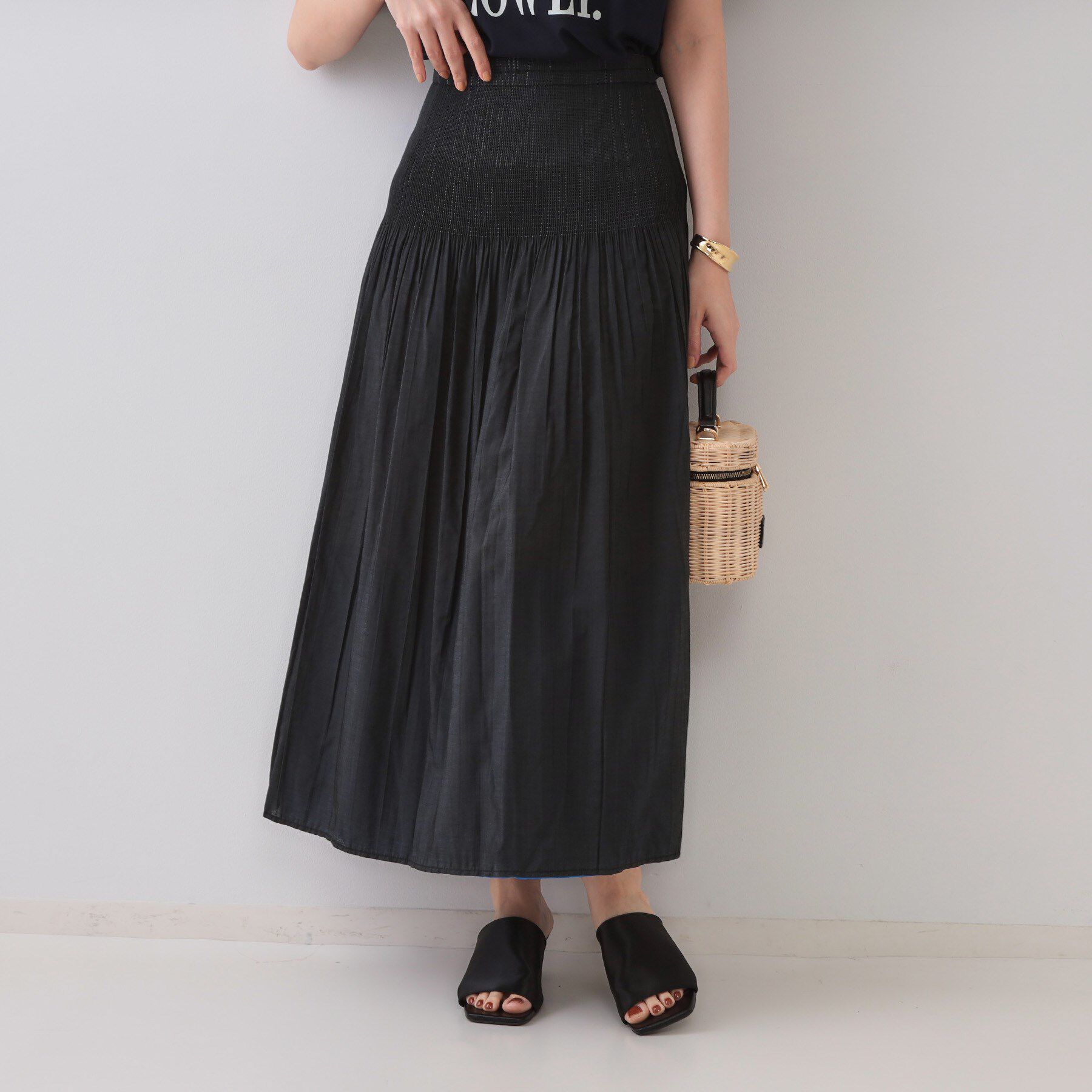 OPAQUE.CLIP「シャーリングフレアスカート/リバーシブル着用可【洗濯機洗い可】」|スカート|