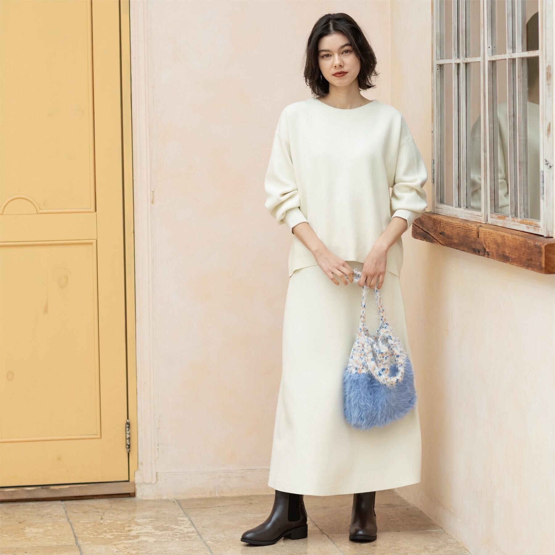 OPAQUE.CLIP「サイド編地切替ニットトップス/セットアップ対応【洗濯機OK】」|ニット・セーター|