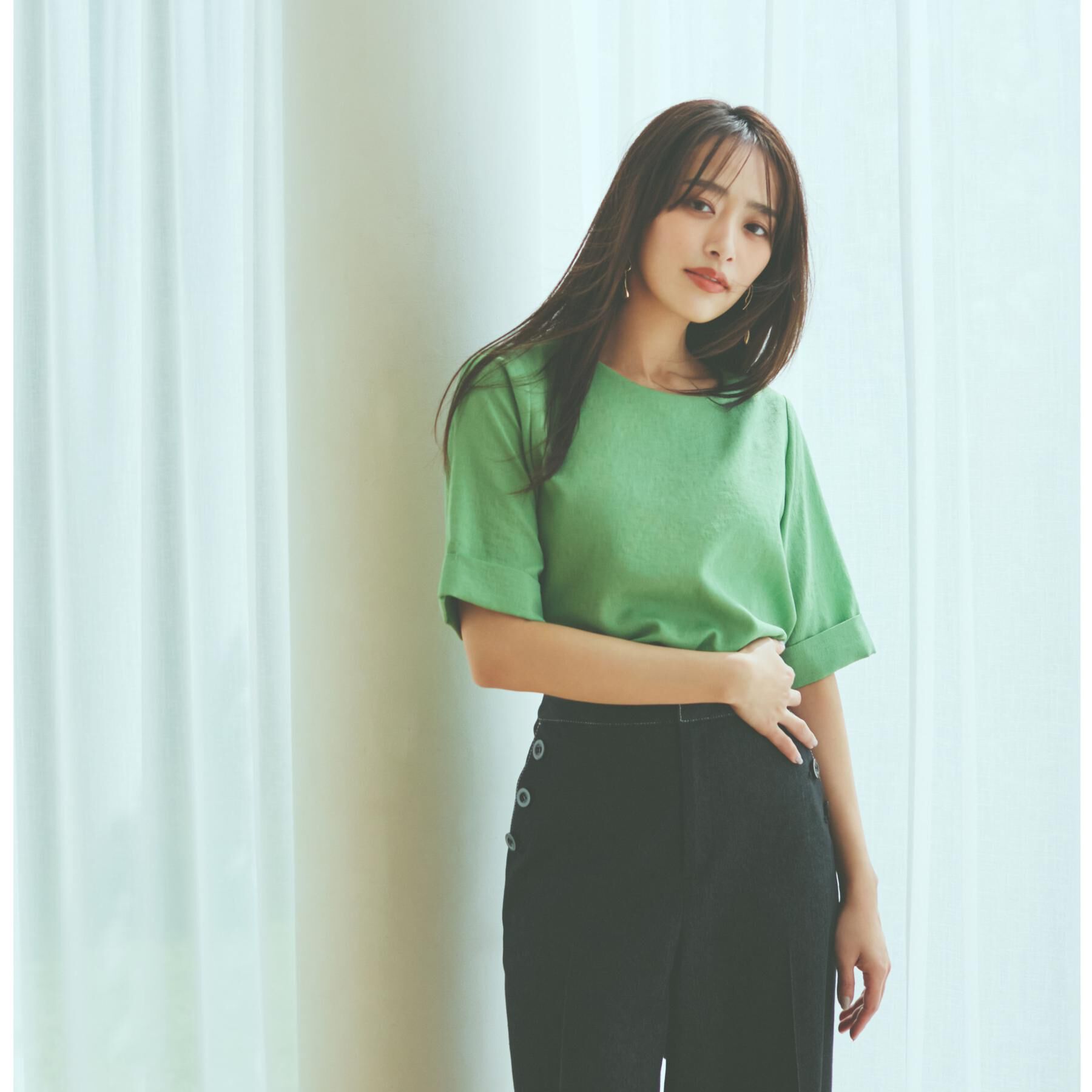 THE SHOP TK「麻調ブラウス【シワになりにくい/洗える】」|シャツ・ブラウス|