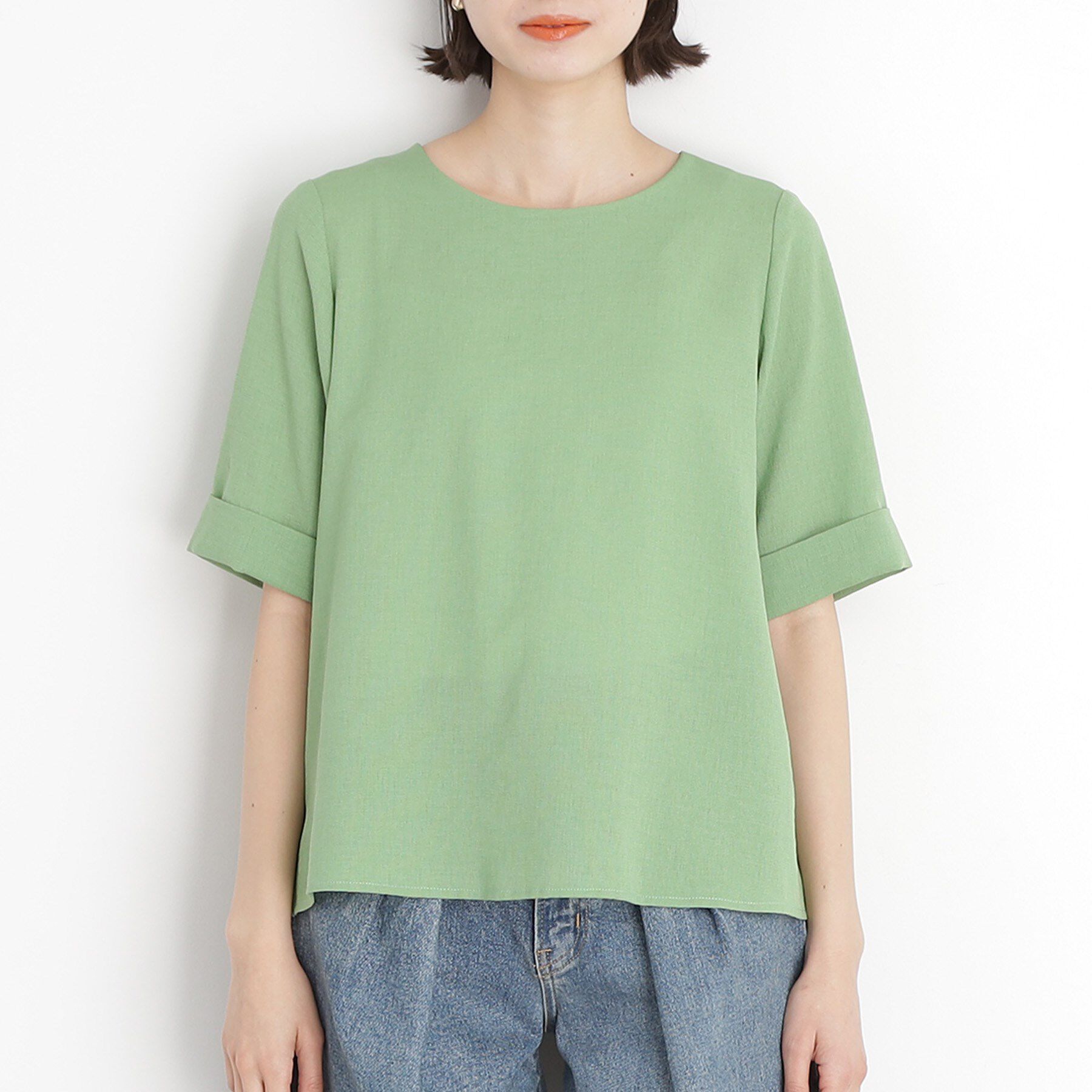 THE SHOP TK「麻調ブラウス【シワになりにくい/洗える】」|シャツ・ブラウス|