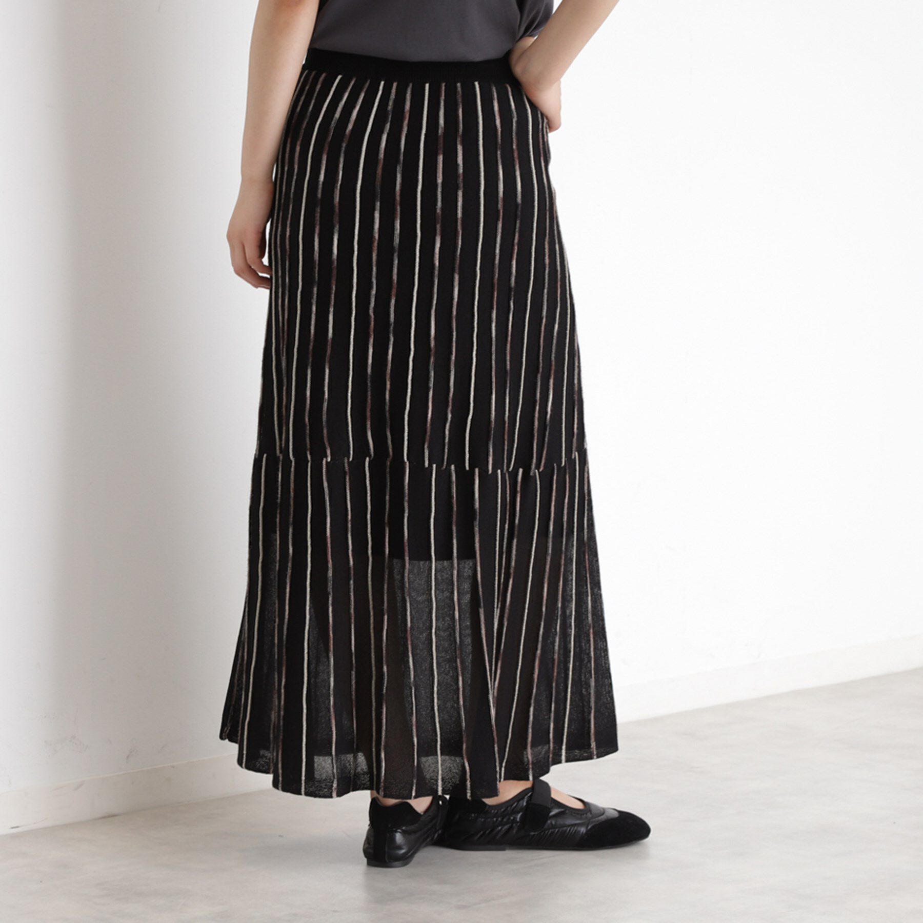THE SHOP TK「ラメシアーストライプスカート【毛玉になりにくい/洗濯機OK】」|スカート|