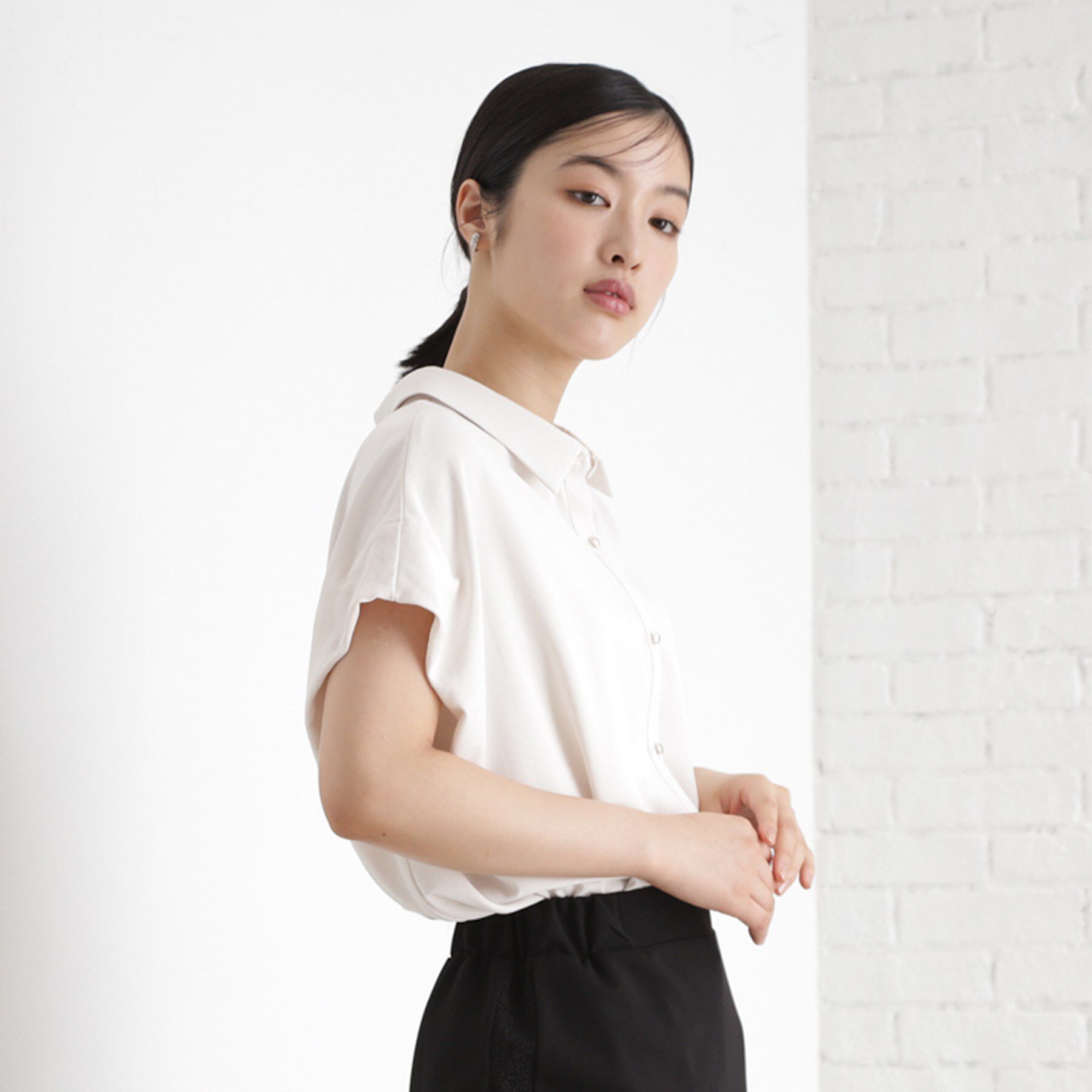 THE SHOP TK「コットンライクブラウス【接触冷感/洗濯機OK/UV/セットアップ可】」|シャツ・ブラウス|