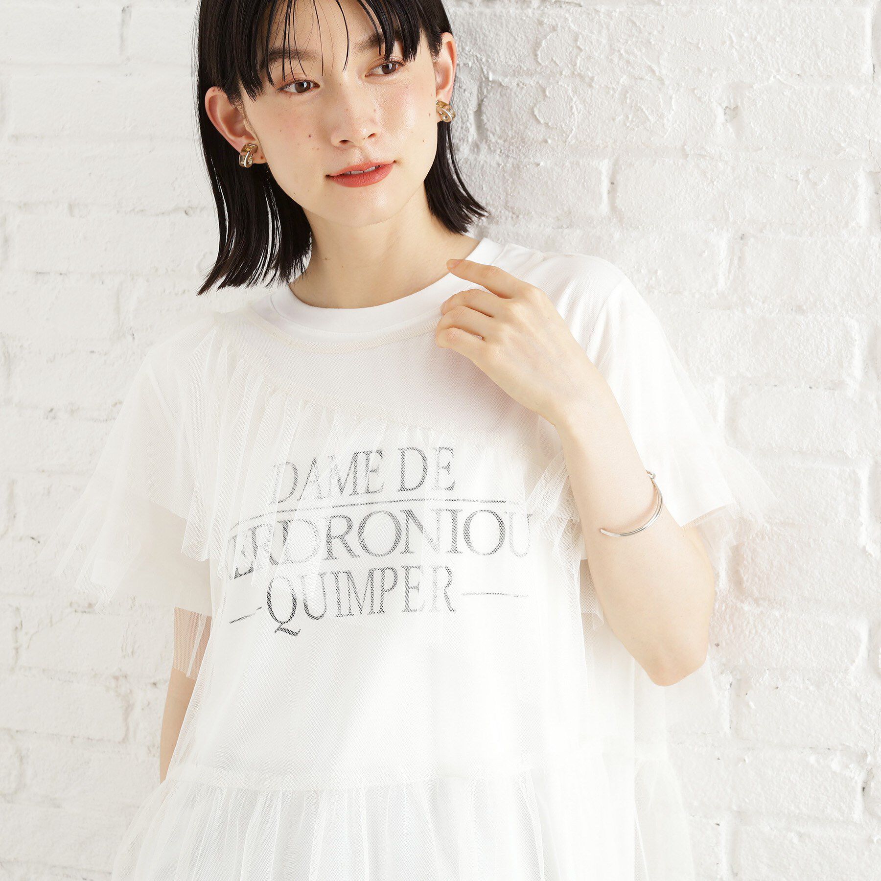 THE SHOP TK「【セットアイテム】チュール&times;ロゴTシャツ/洗える」|Tシャツ・カットソー|