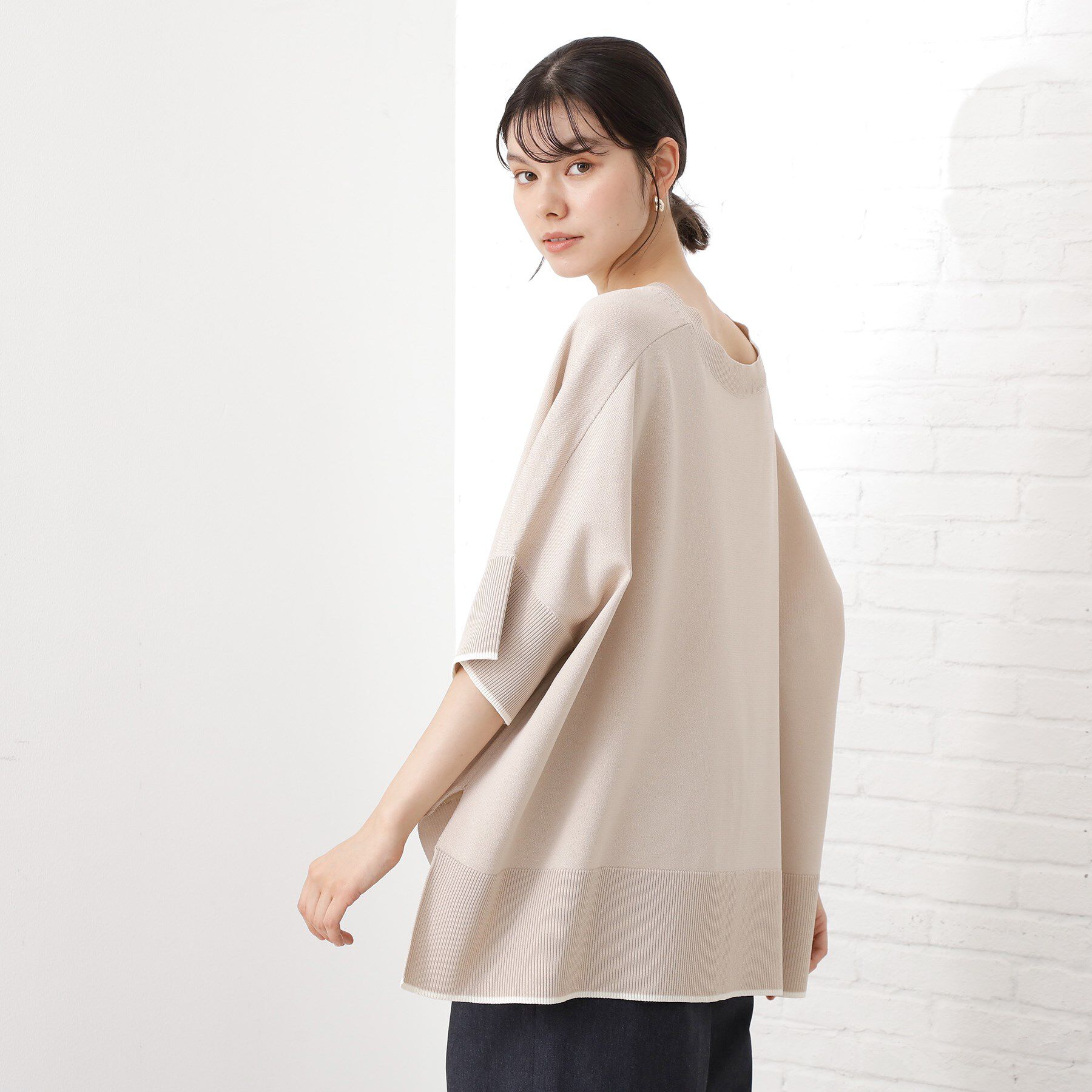 THE SHOP TK「Vネックドルマンニット【毛玉になりにくい/洗濯機OK】」|ニット・セーター|