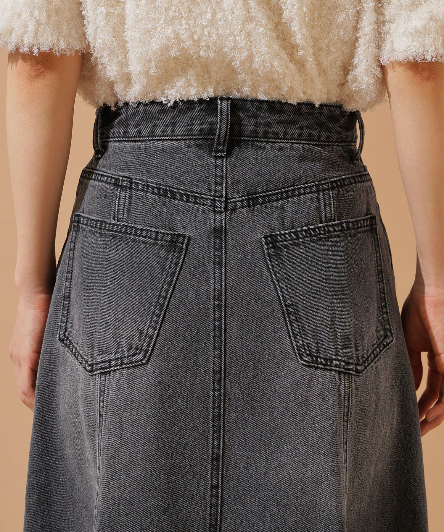  「パネル切替デニムフレアスカート」|スカート|