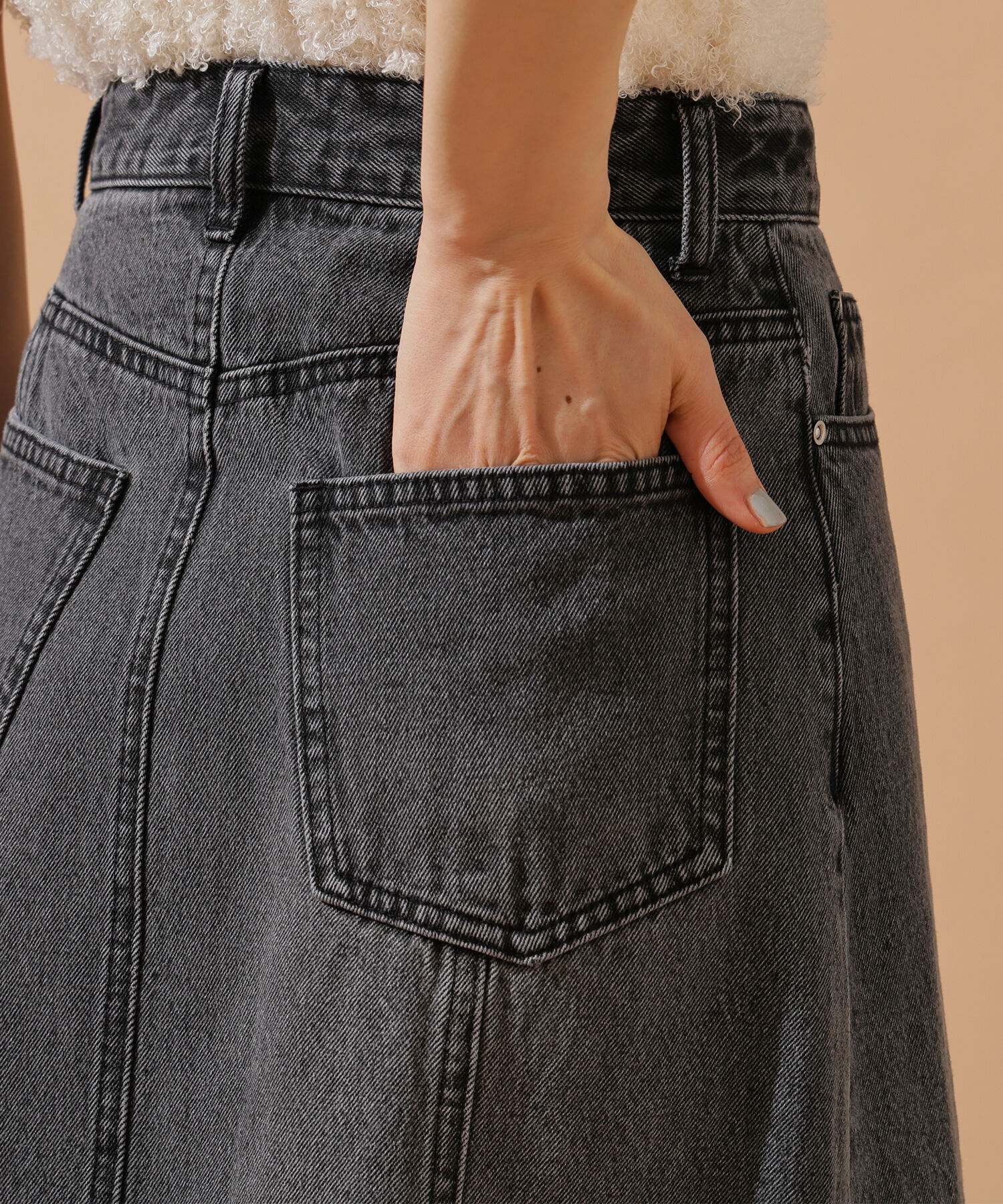  「パネル切替デニムフレアスカート」|スカート|