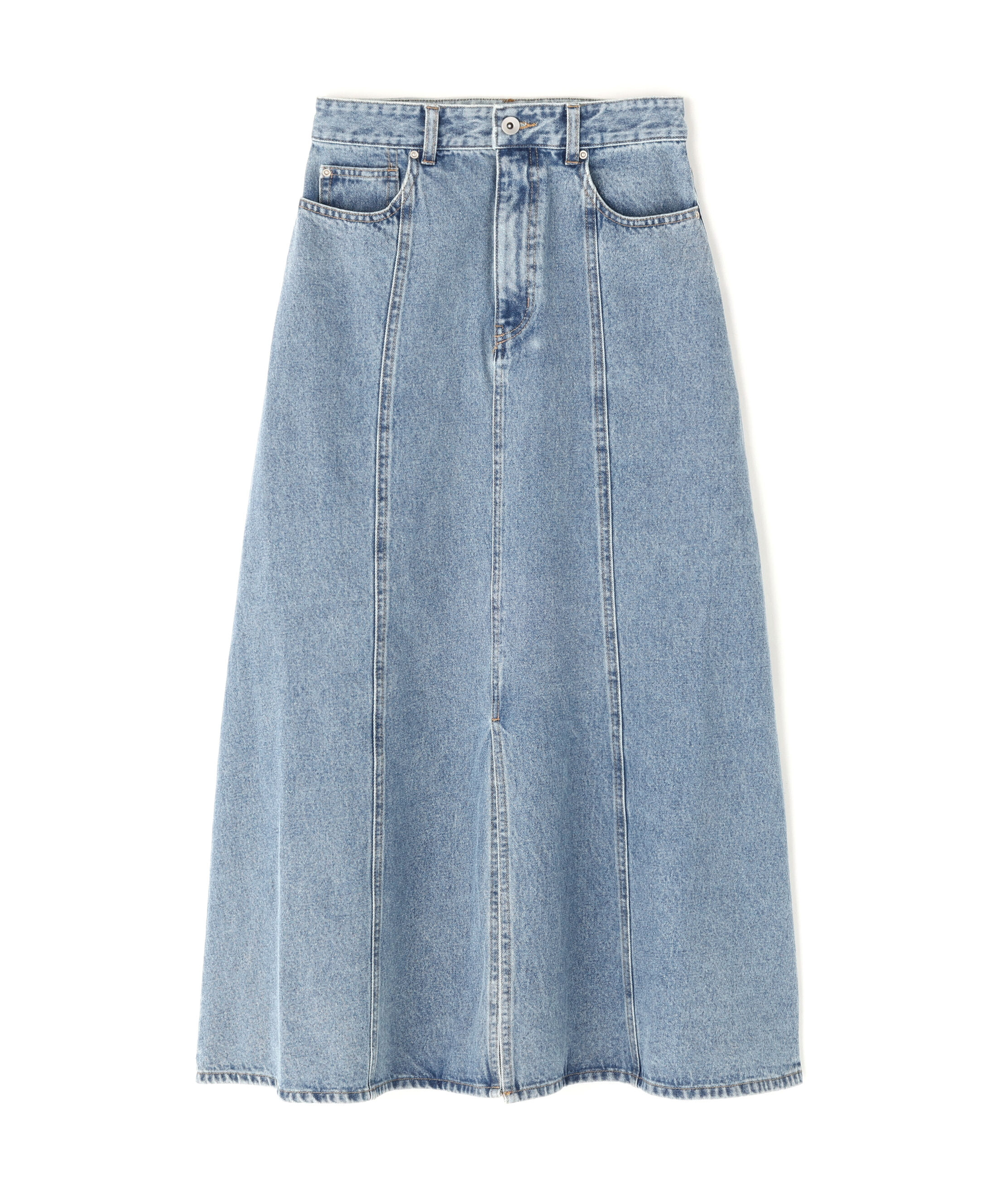  「パネル切替デニムフレアスカート」|スカート|