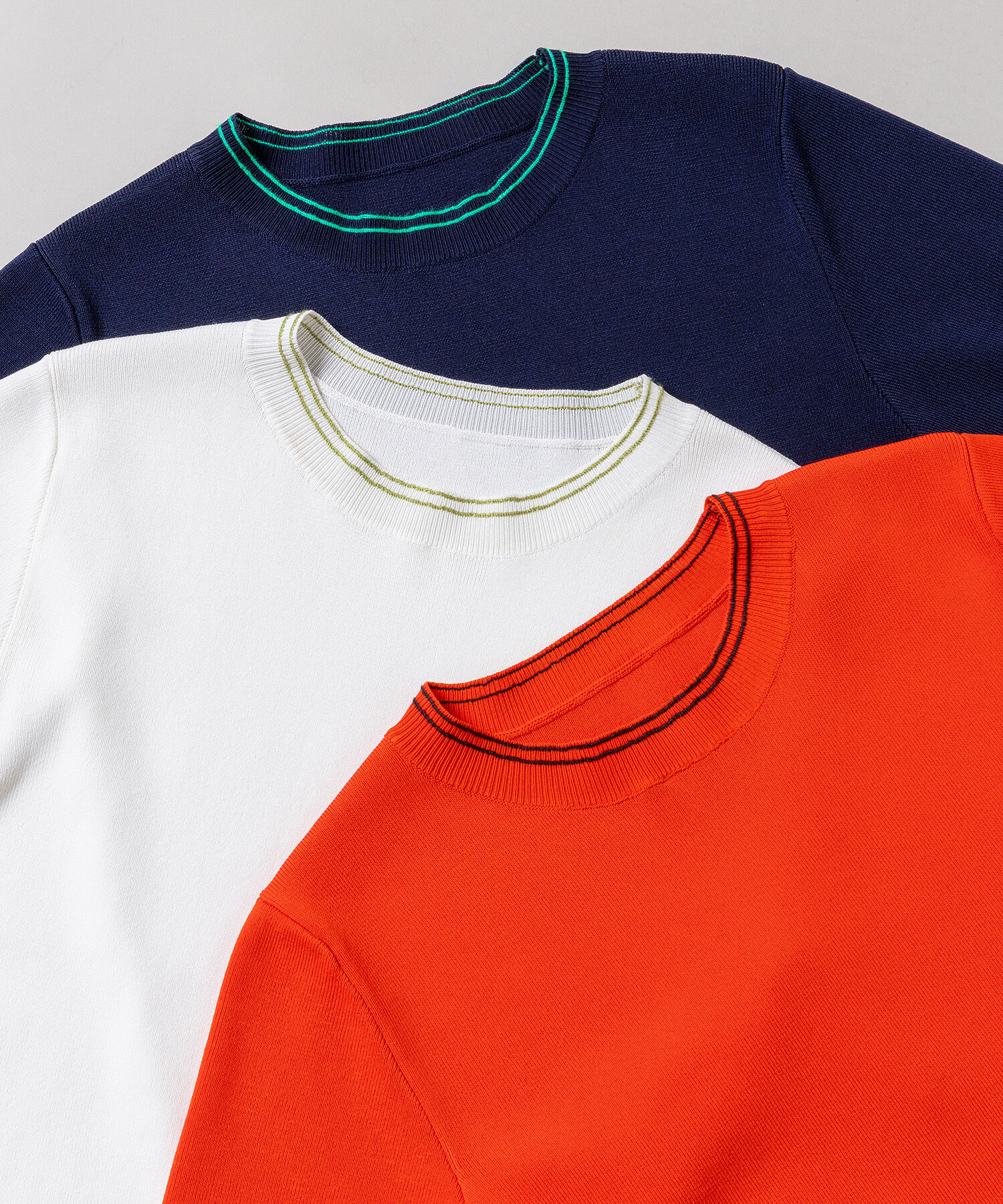  「ラインコンパクトニット」|ニット・セーター|オレンジ