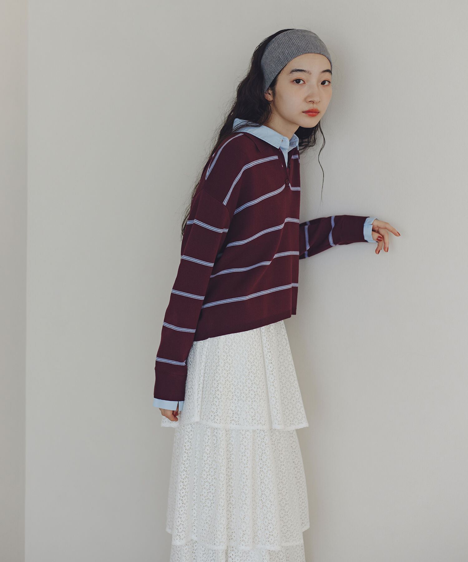  「シャツレイヤード風ニット」|ニット・セーター|