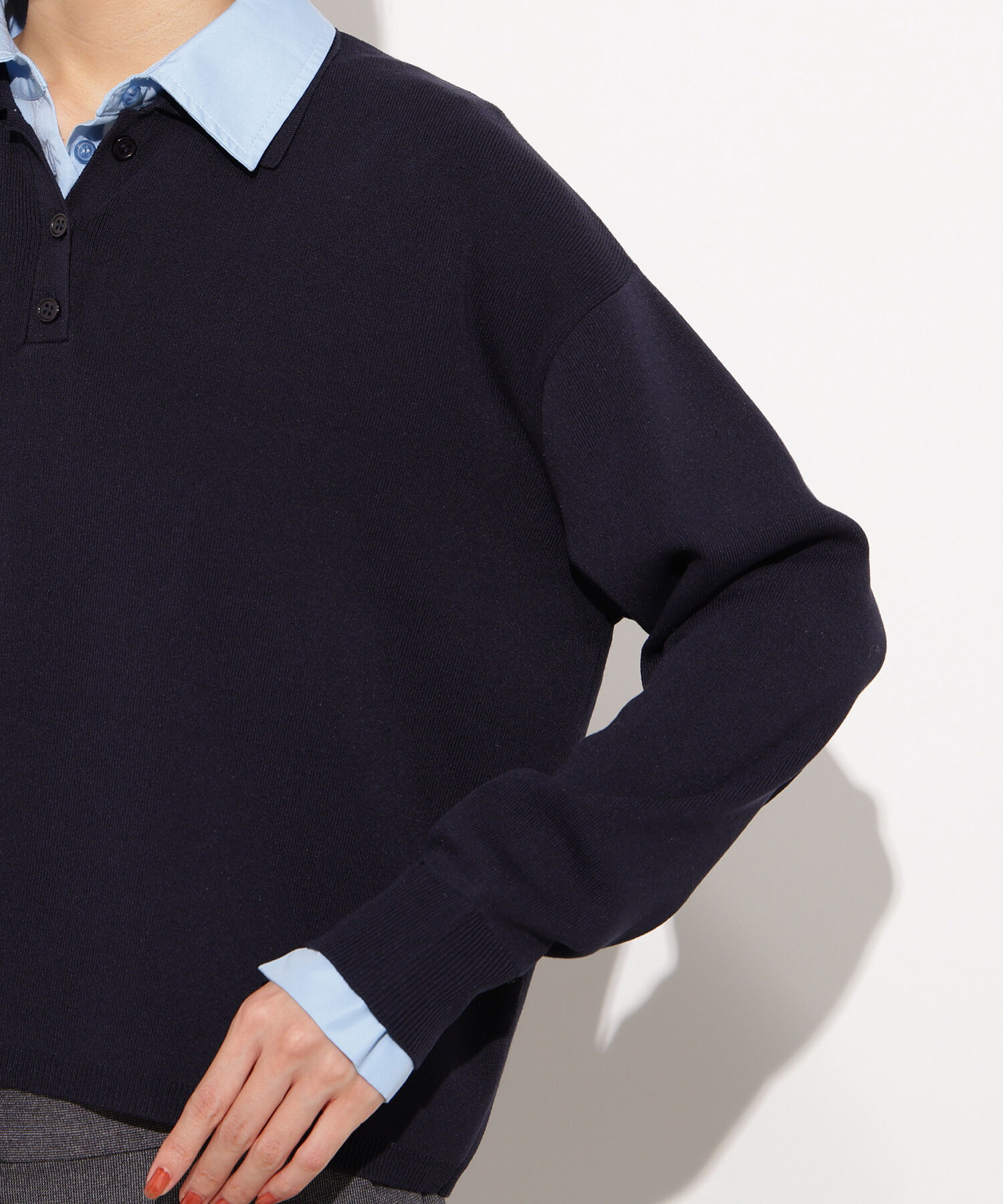  「シャツレイヤード風ニット」|ニット・セーター|