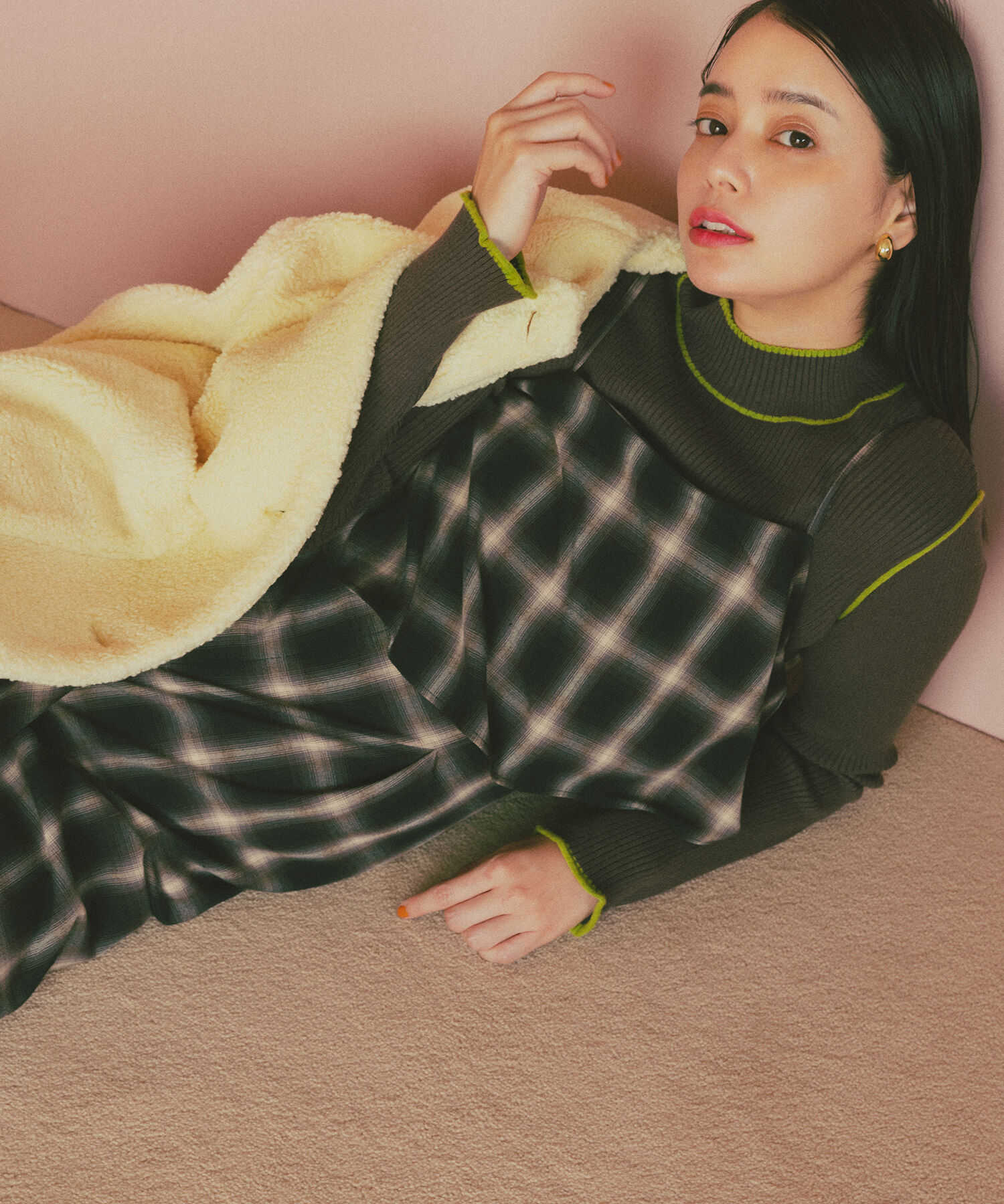  「ラインモックネックニット」|ニット・セーター|ブラウン2