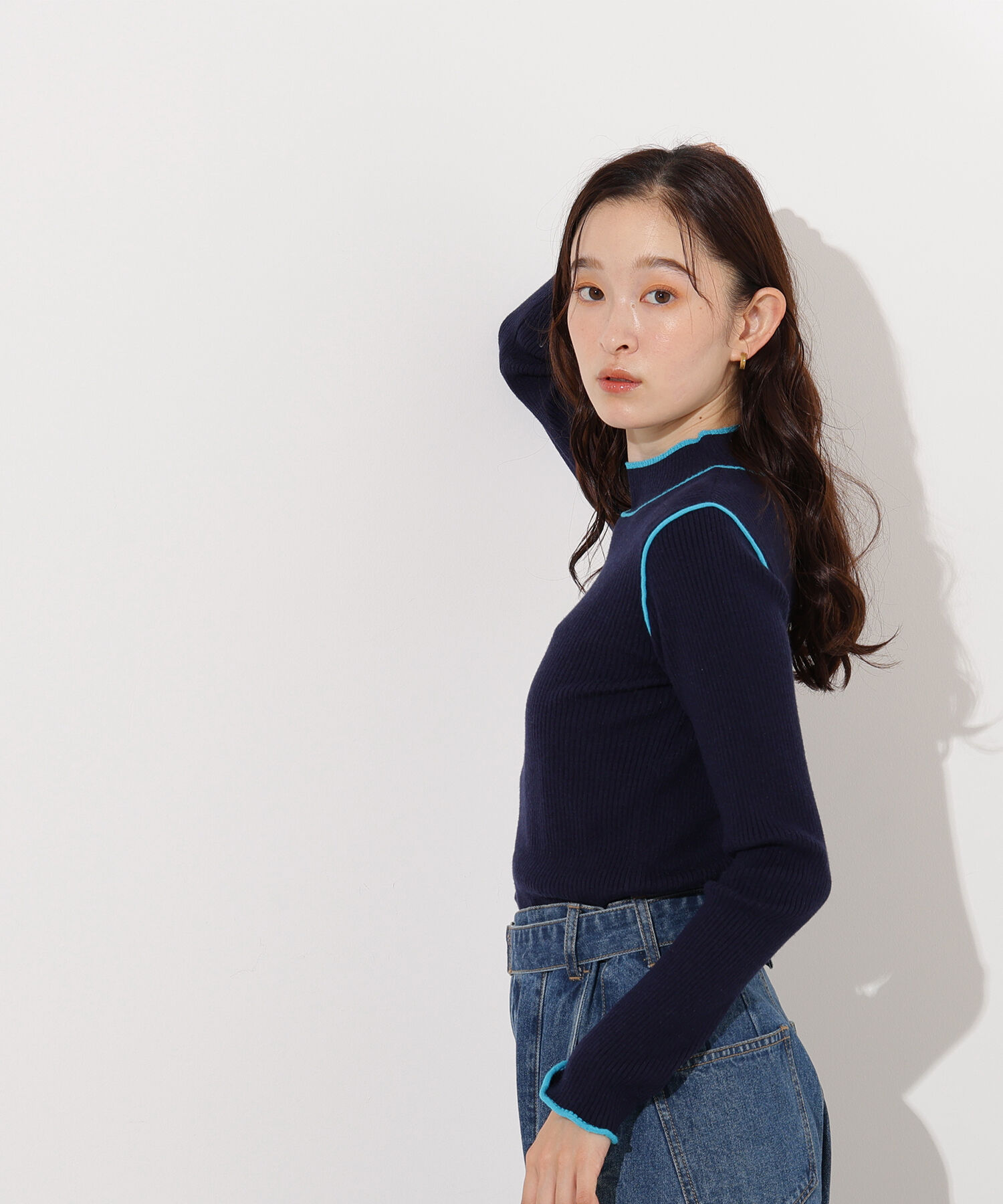  「ラインモックネックニット」|ニット・セーター|