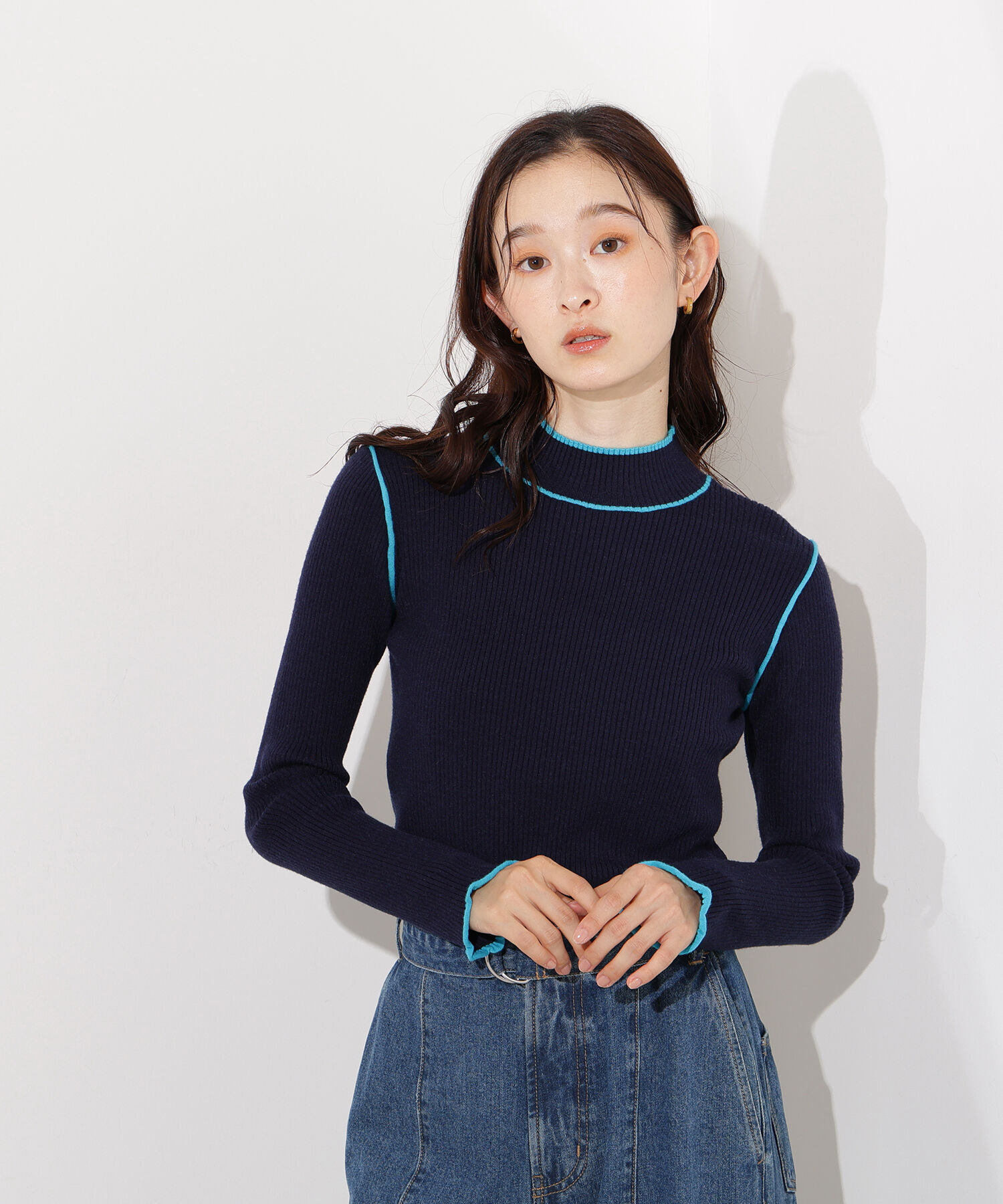  「ラインモックネックニット」|ニット・セーター|