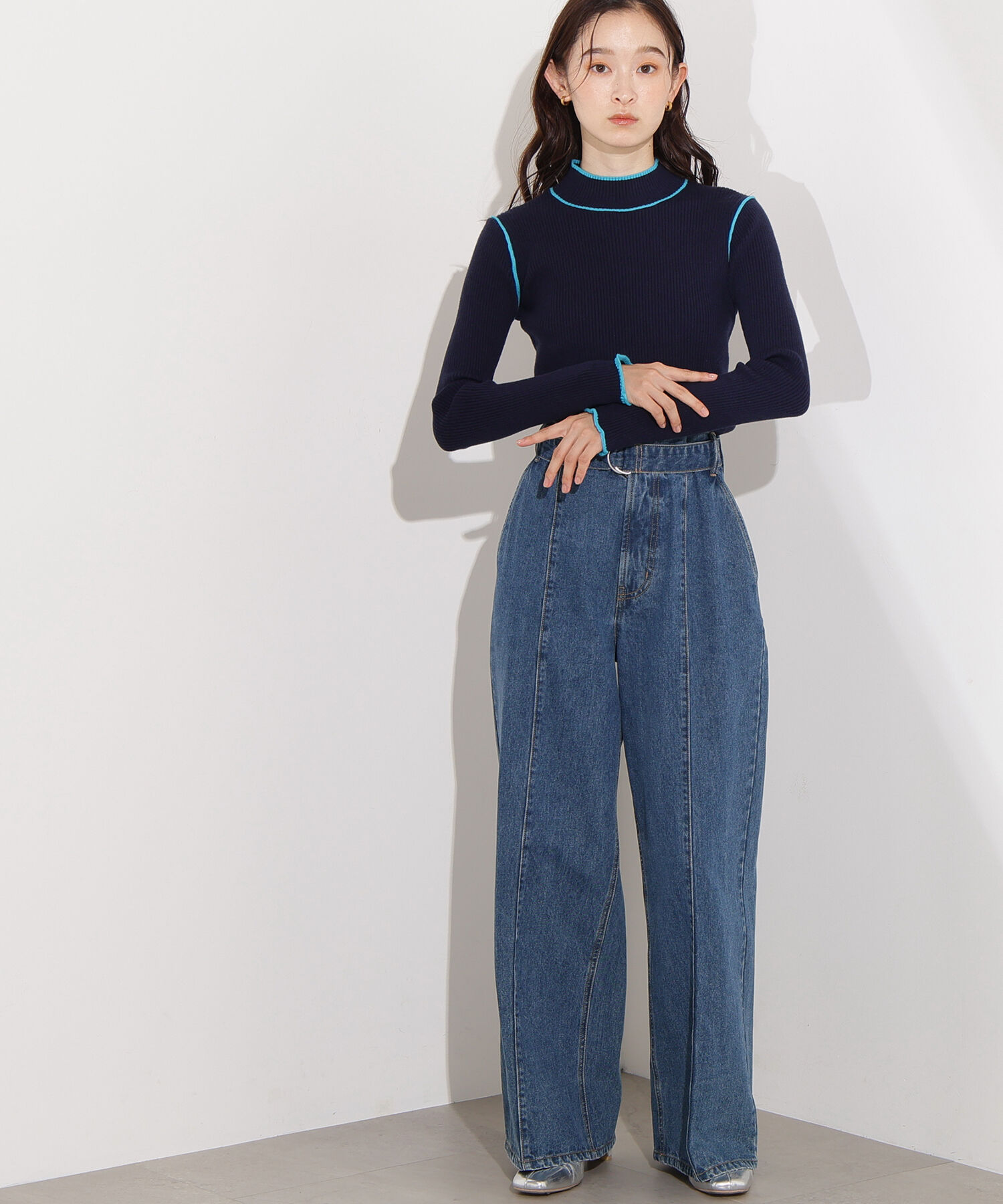  「ラインモックネックニット」|ニット・セーター|