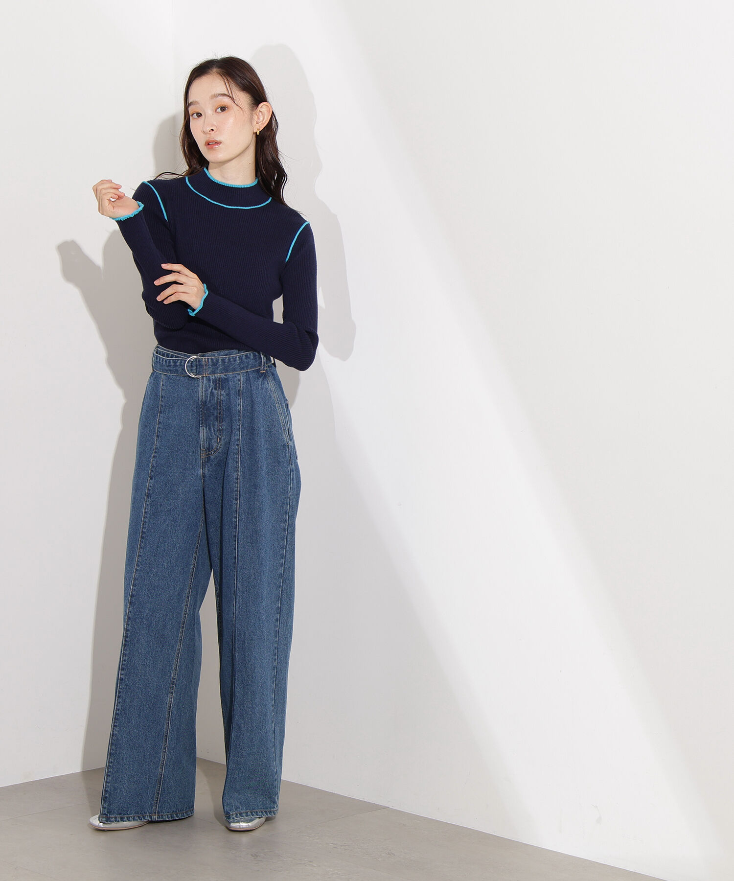  「ラインモックネックニット」|ニット・セーター|
