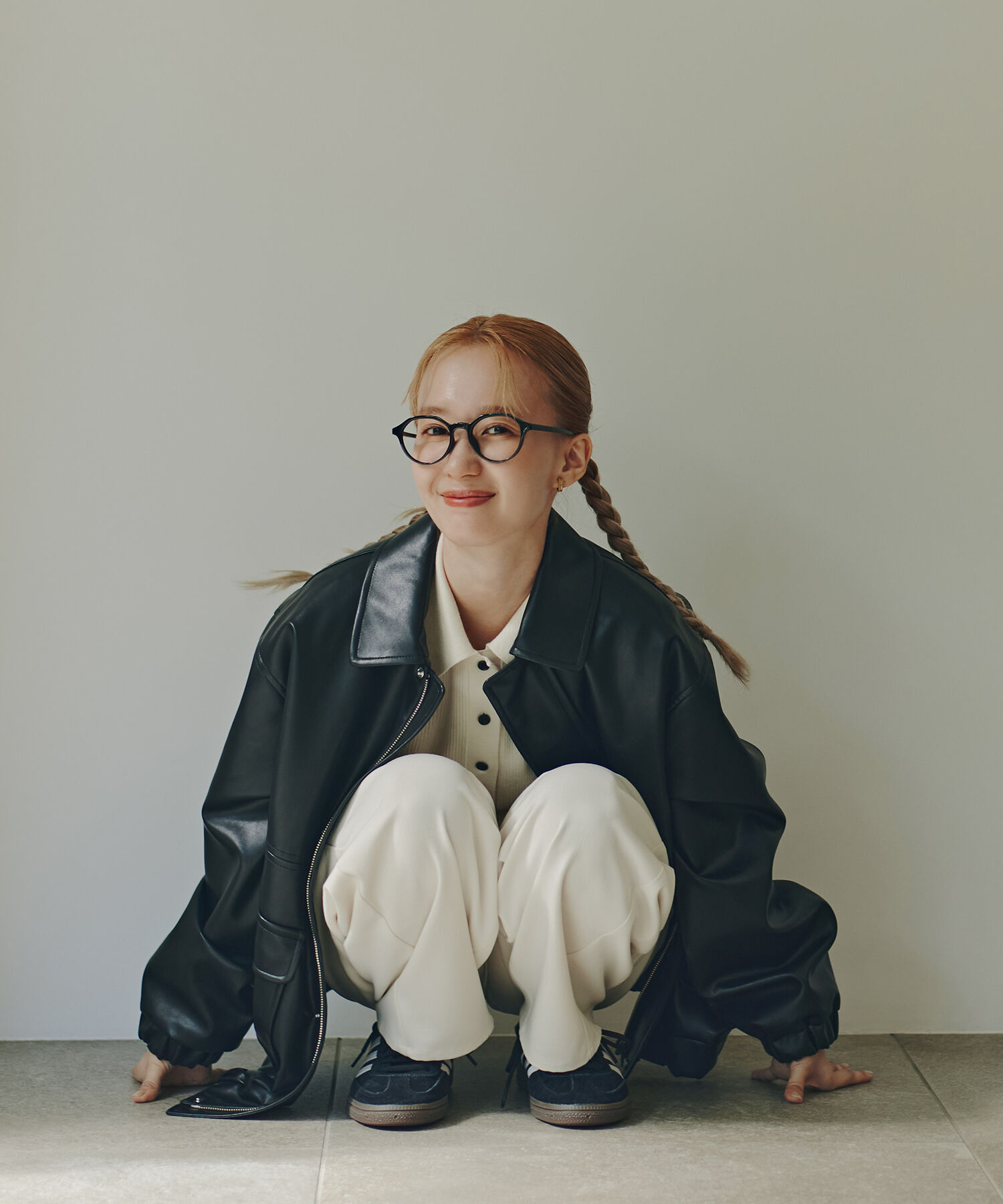  「フェイクレザーステンカラーブルゾン」|ブルゾン・スタジャン|