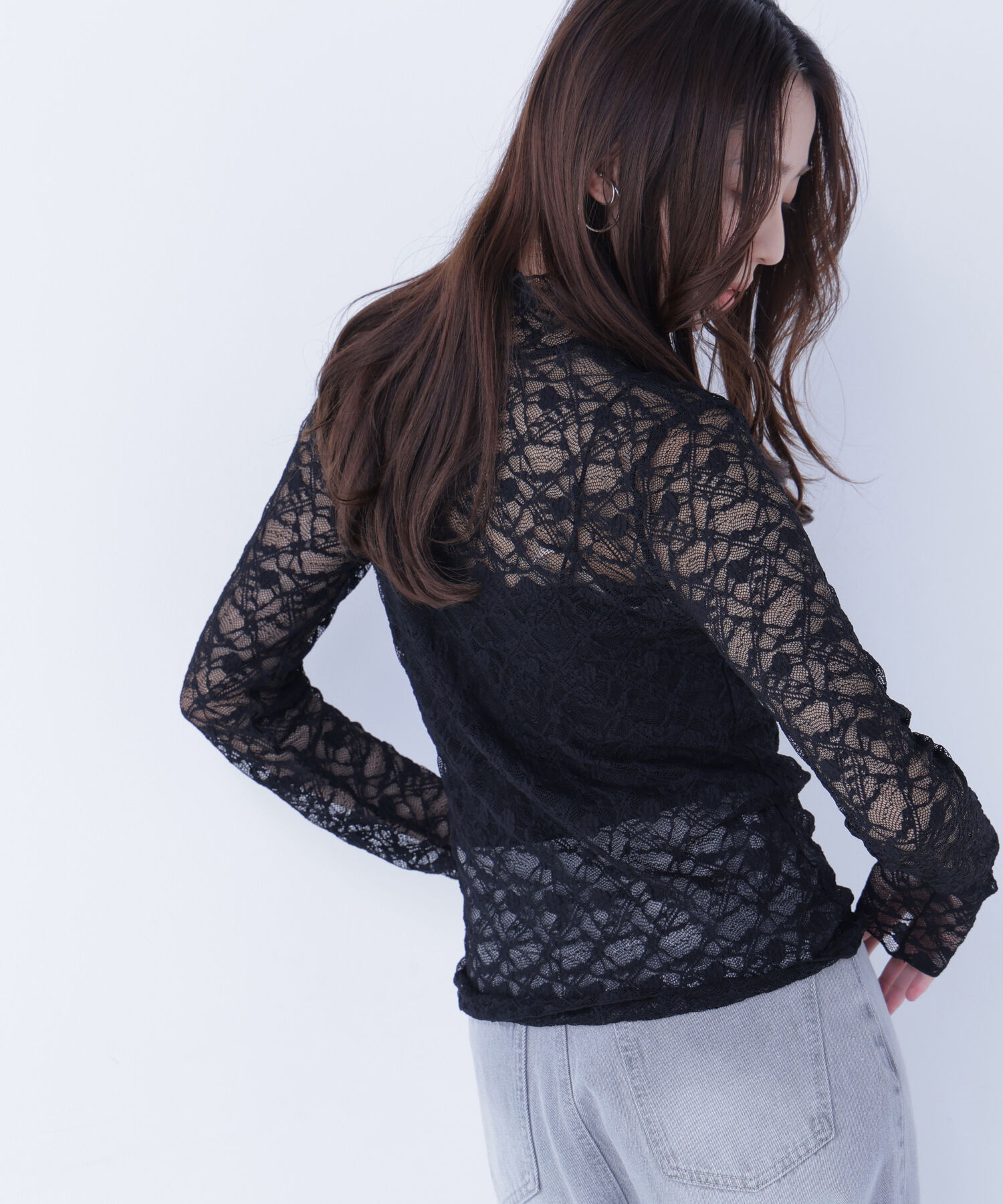  「レースハイネックカットソー」|Tシャツ・カットソー|