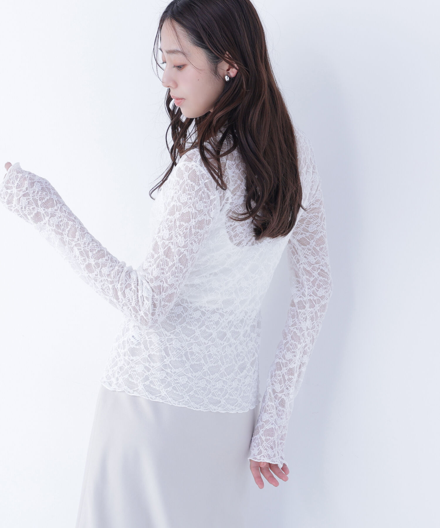  「レースハイネックカットソー」|Tシャツ・カットソー|