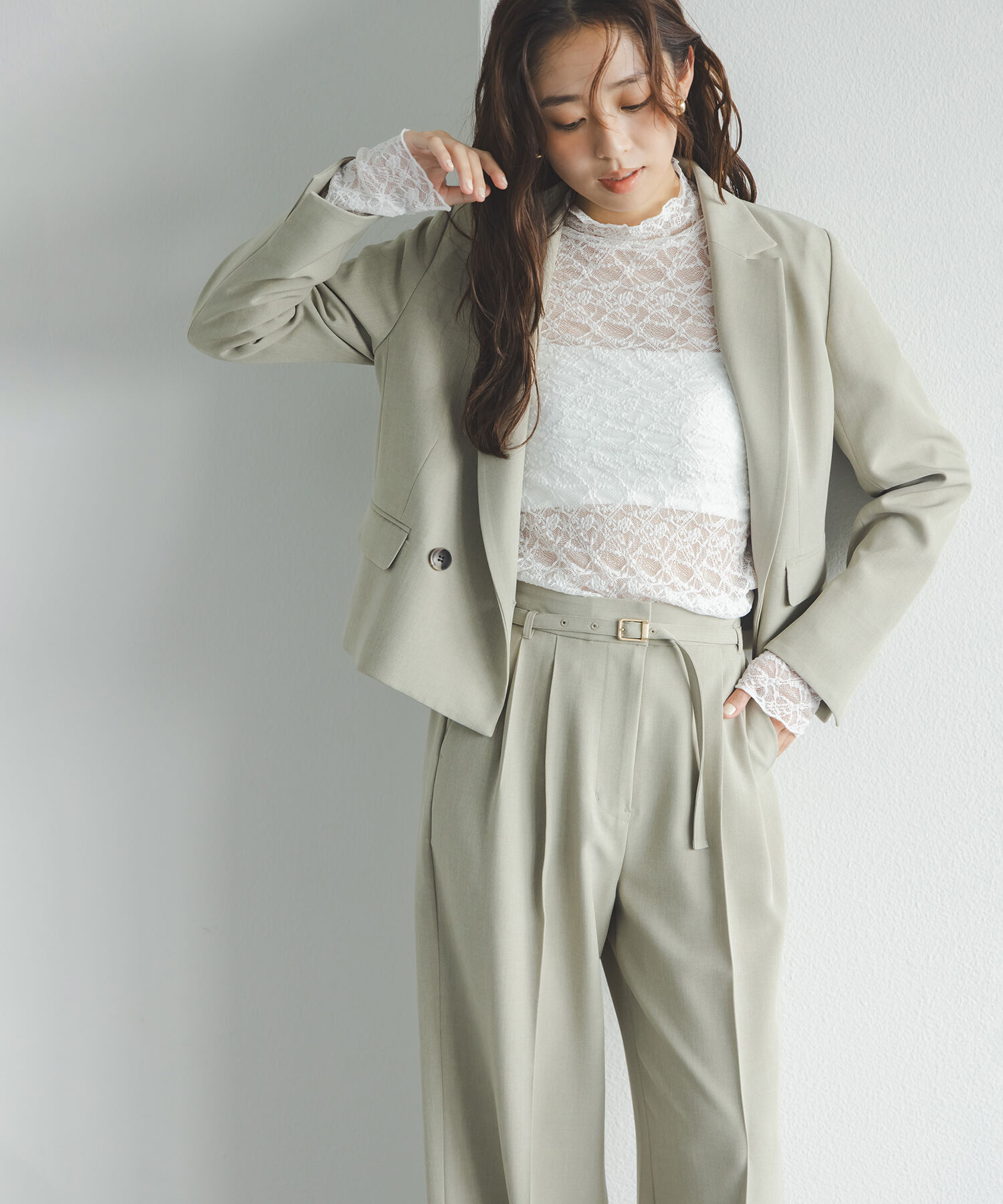  「レースハイネックカットソー」|Tシャツ・カットソー|