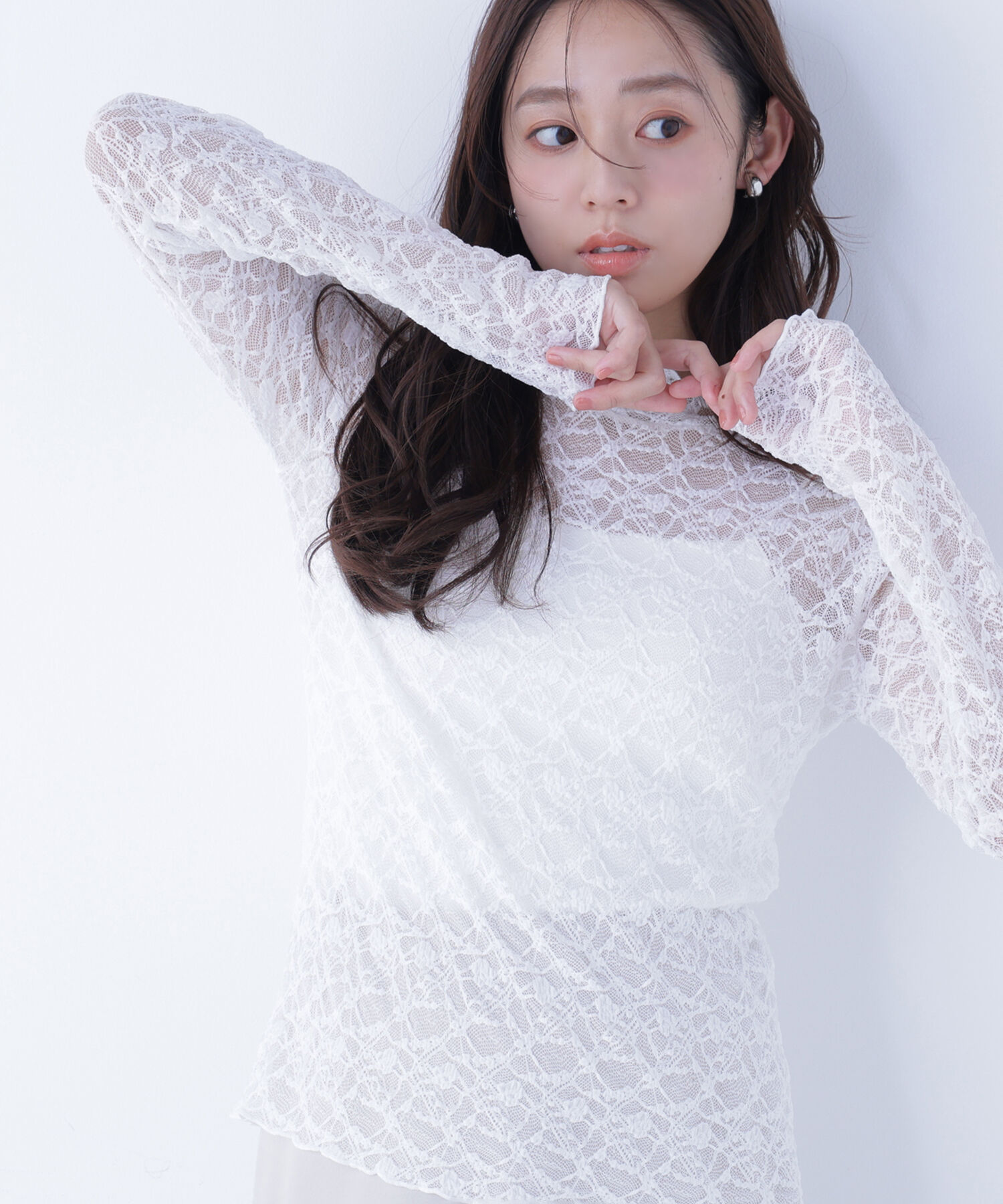  「レースハイネックカットソー」|Tシャツ・カットソー|